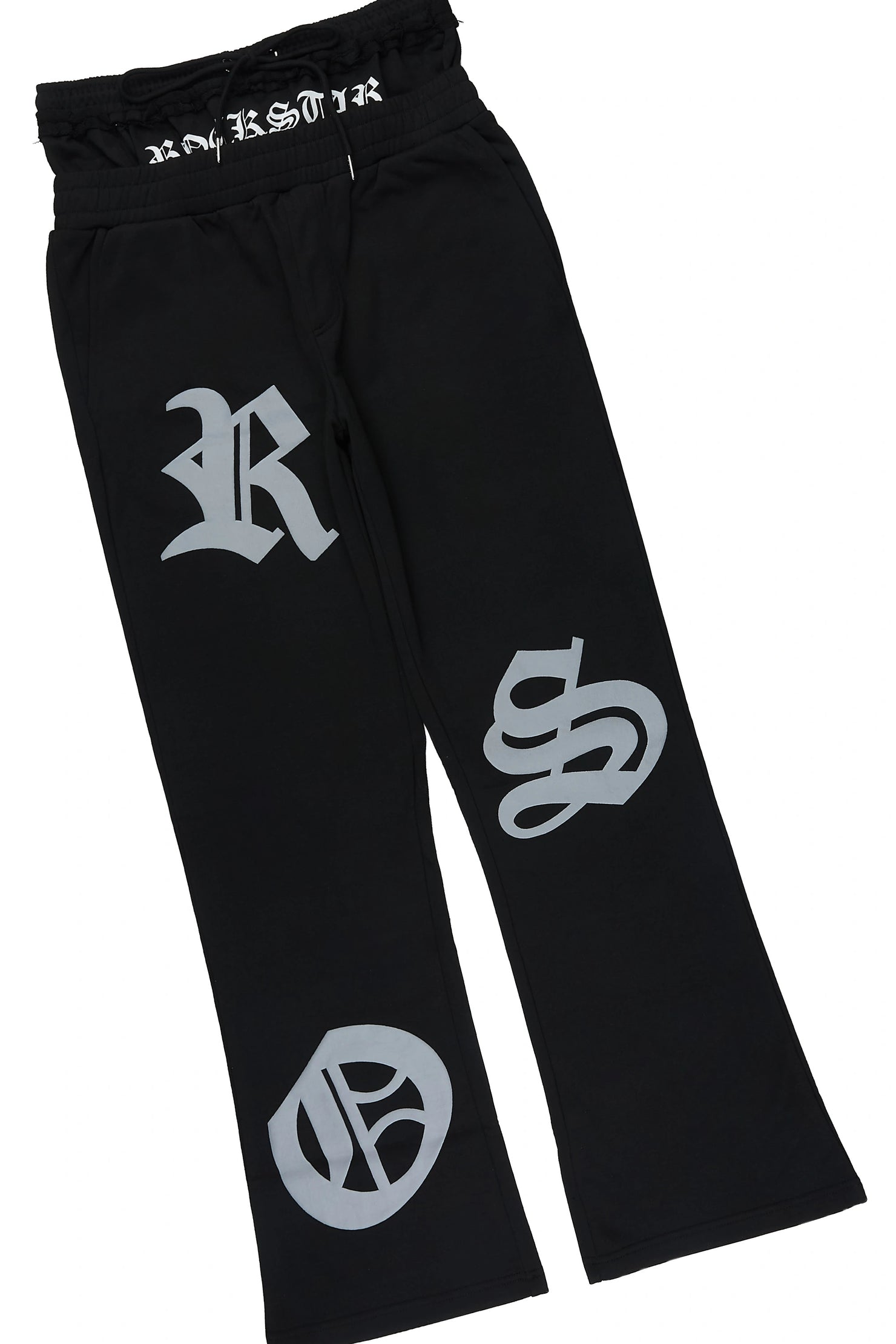 Burke Black Chenille Patch Boxy Tee/Double Waistband Pant Track Set