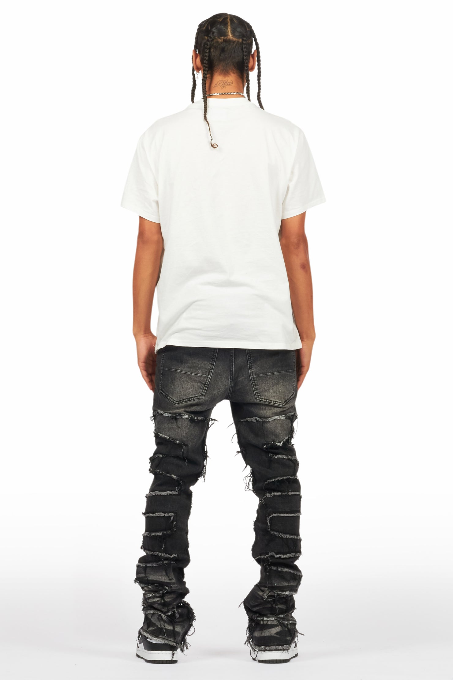 Shake Dark Grey Rhinestone Stacked Flare Jean