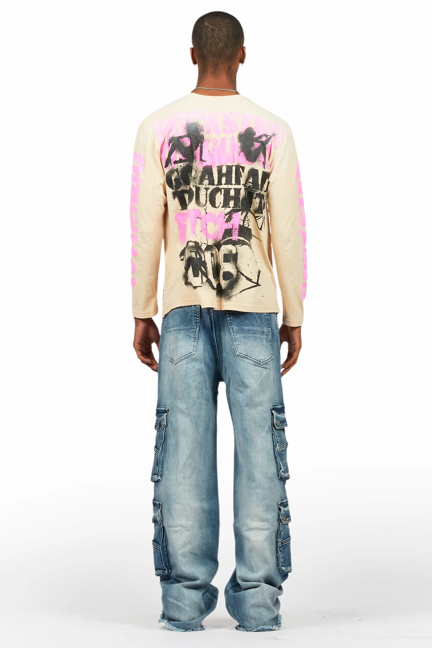 Strip Army Vintage Sand Long Sleeve Graphic T-Shirt