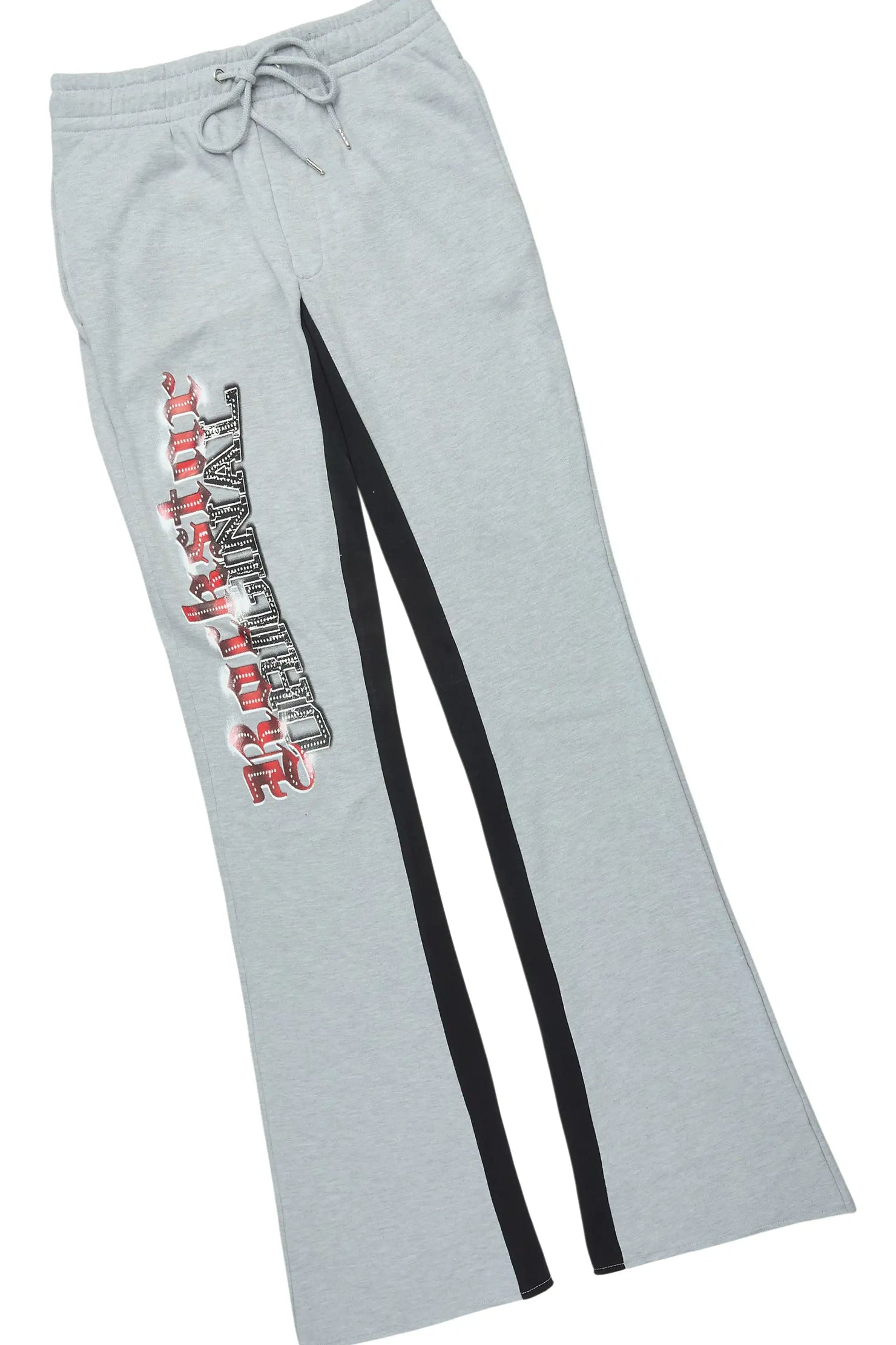 Rodgers Heather Grey/Black Hoodie/Baggy Stacked Track Pant Set