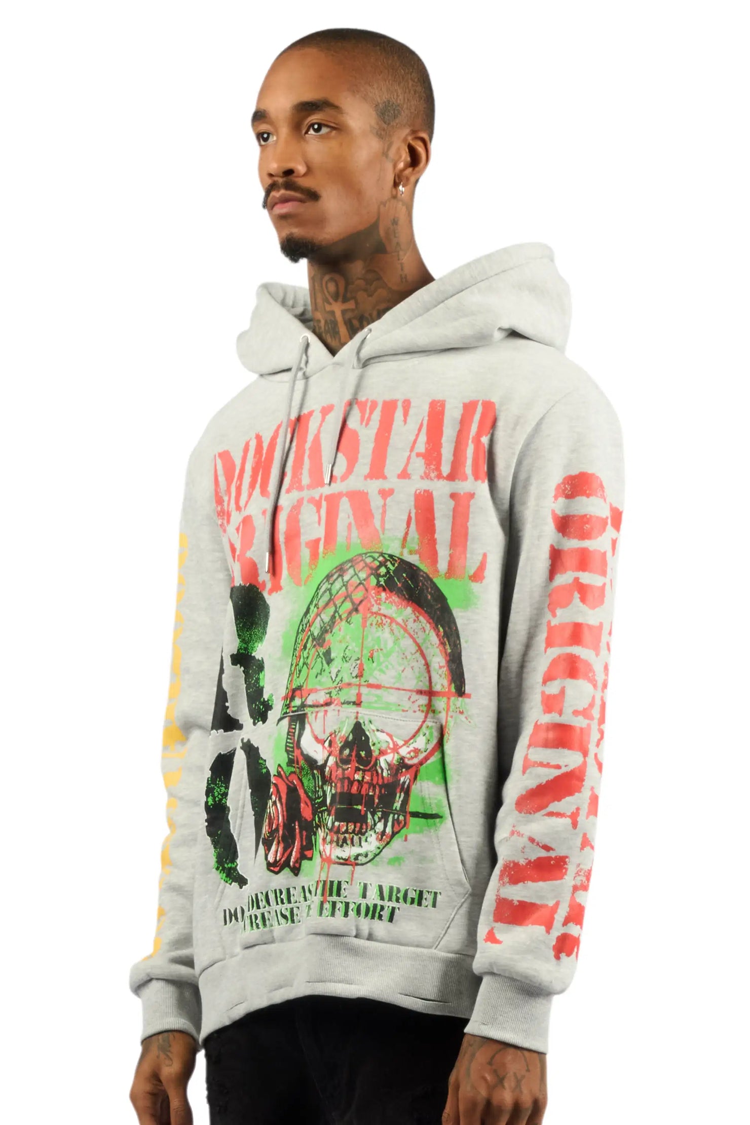 Kilshot Romance Grey Distressed Graphic Hoodie