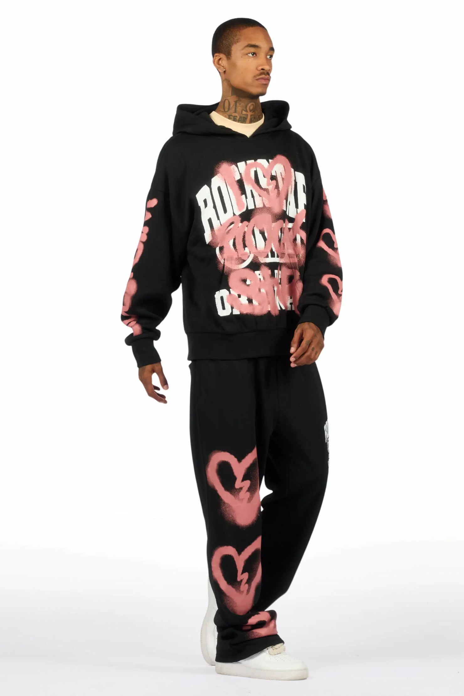 Loverdose Black Hoodie/Baggy Pant Track Set