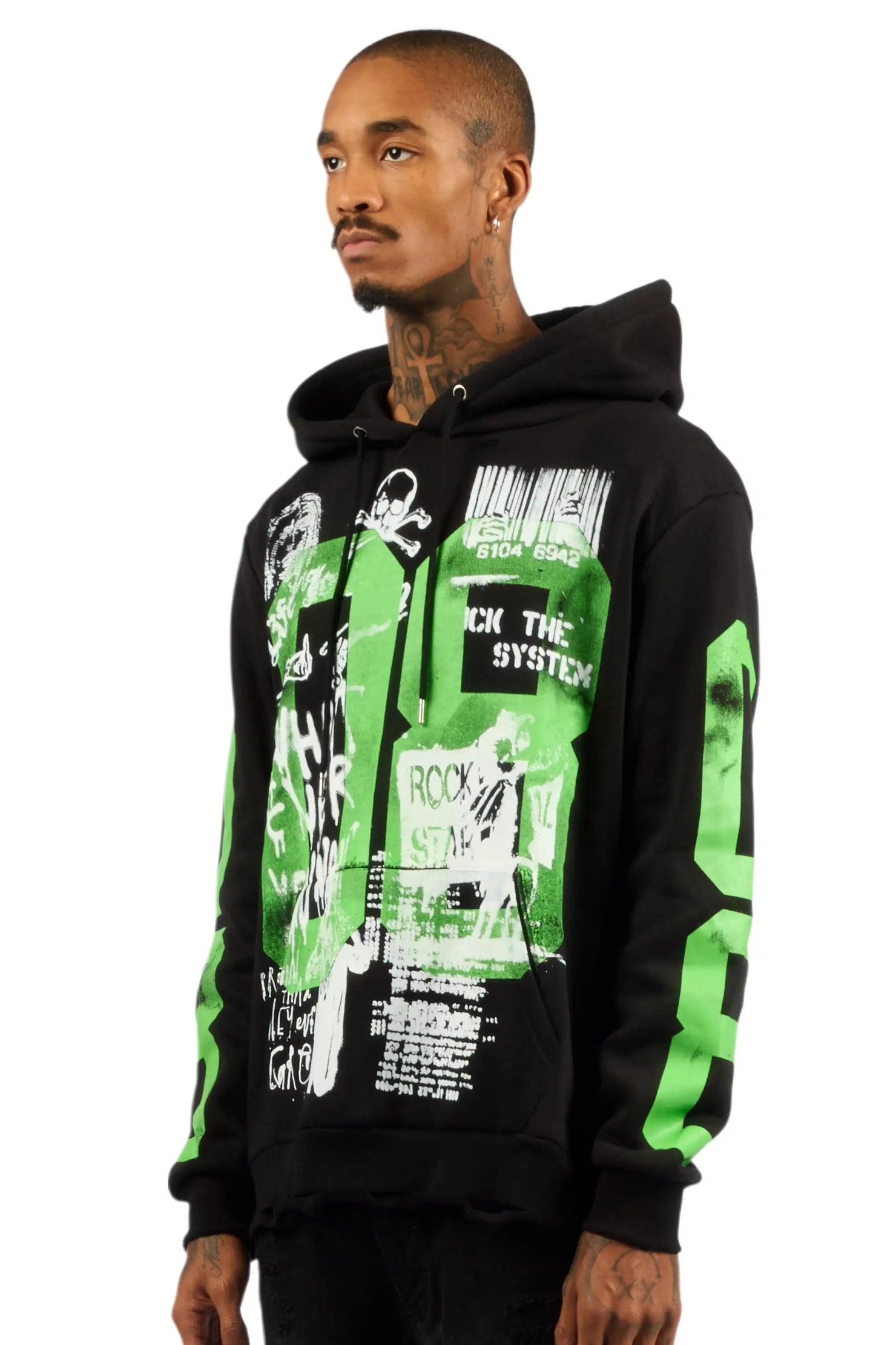 Grill Black/Green Graphic Relaxed Hoodie