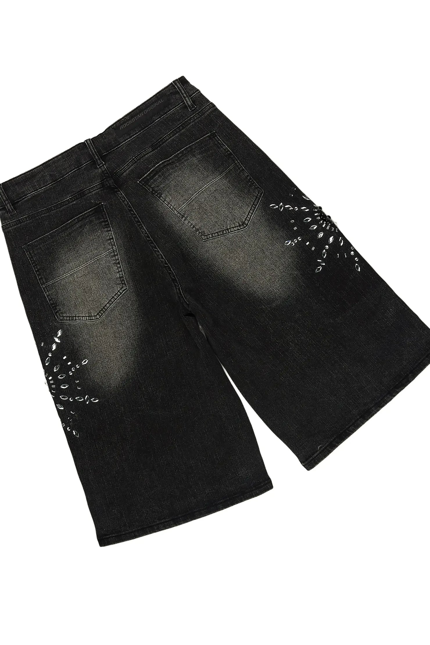 Tryst Grey Rhinestone T-Shirt Denim Jort Set