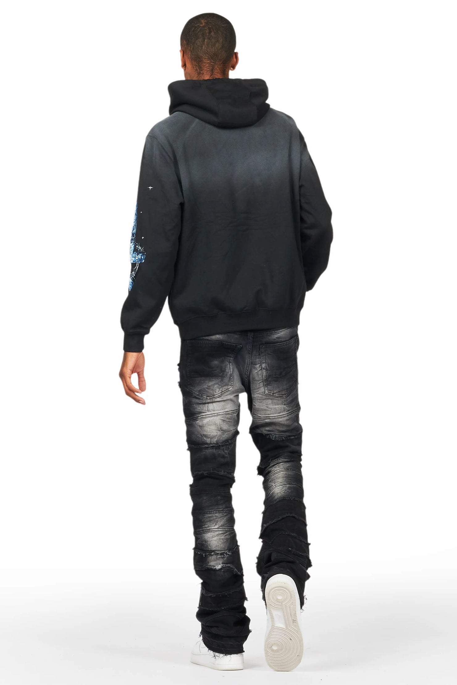 Franko Black Stacked Flare Jean