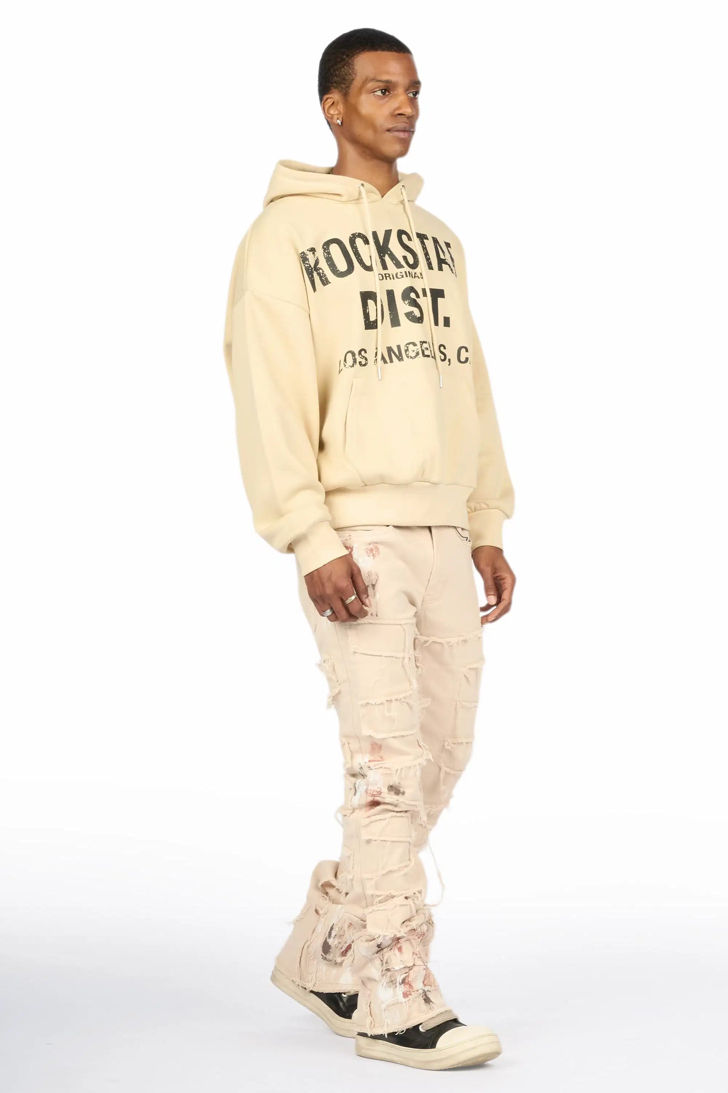 Saxon Beige/Beige Hoodie/Stacked Flare Jean Set