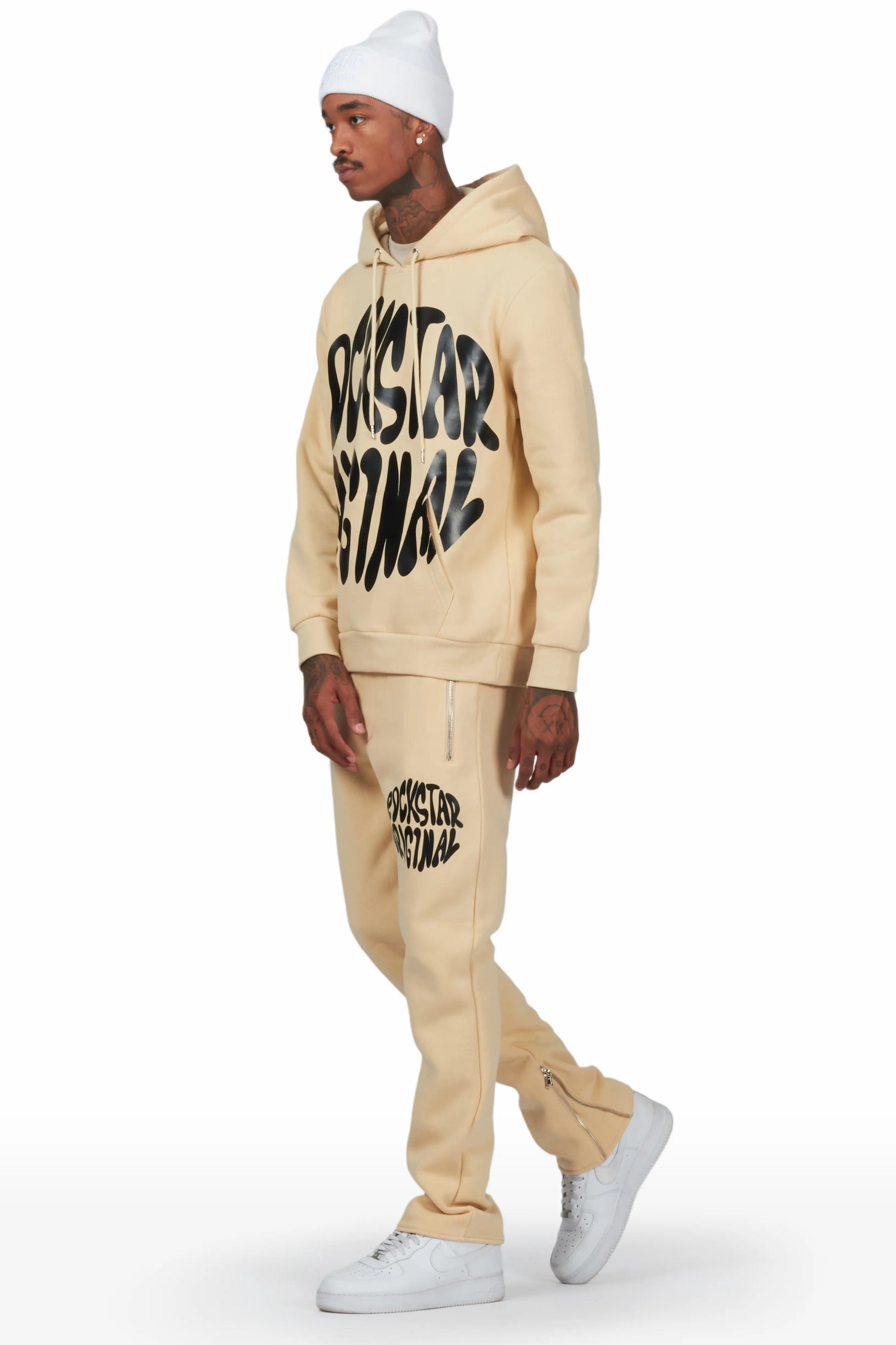 Thierry Beige Hoodie Slim Fit Track Set