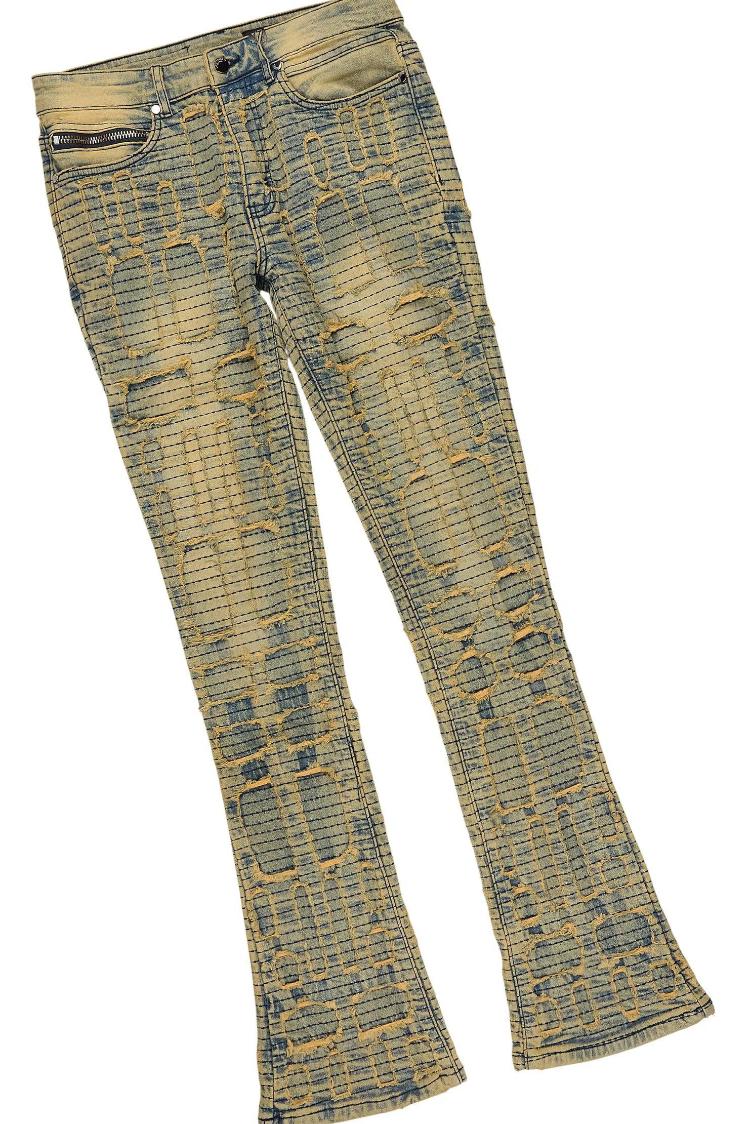 Gribo Vintage Denim Jacket/Stacked Flare Jean Set