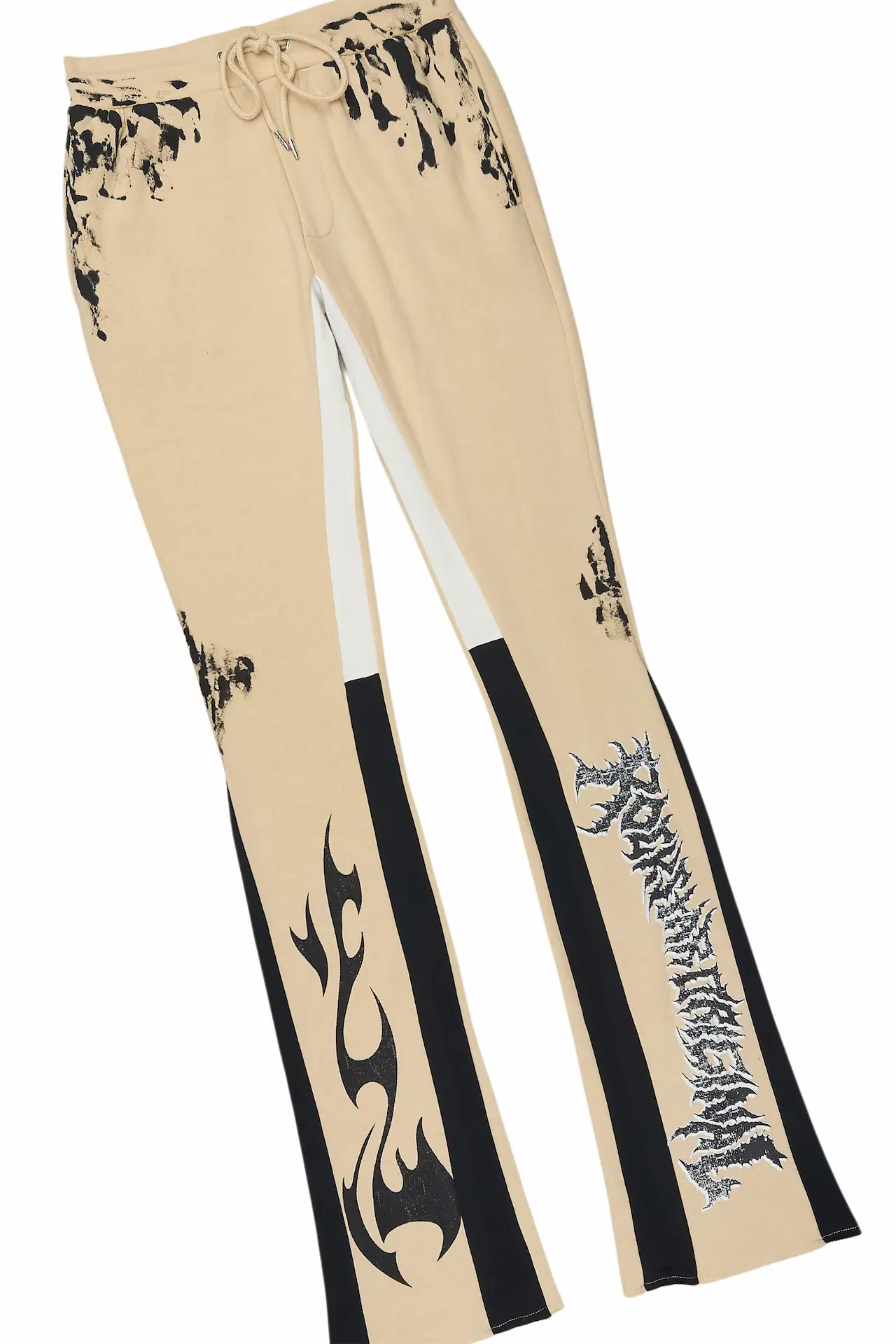 Deathrow 2.0 White/Beige T-Shirt/Stacked Flare Pant Set