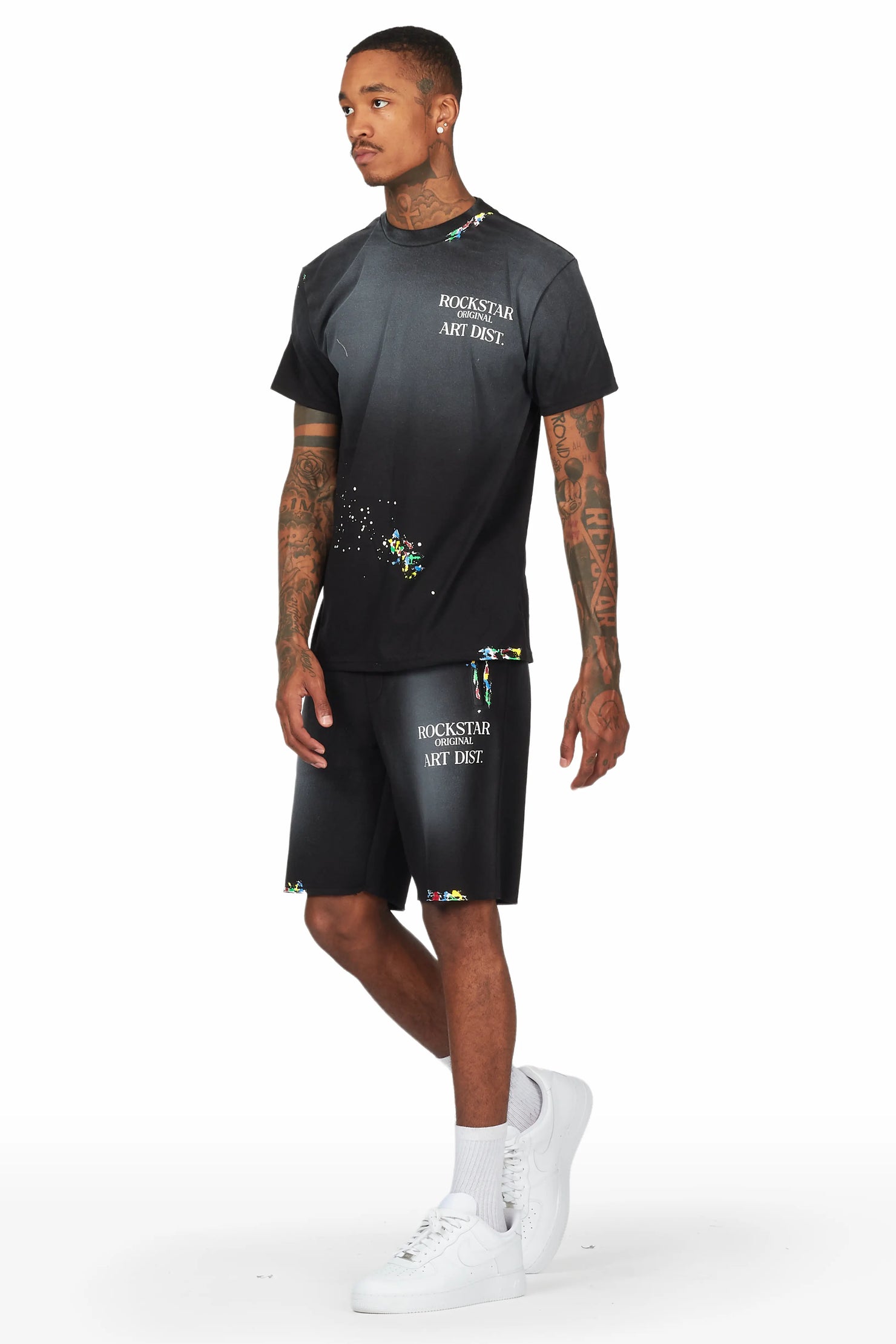 Rockstar Art Dist. Black T-Shirt Short Set