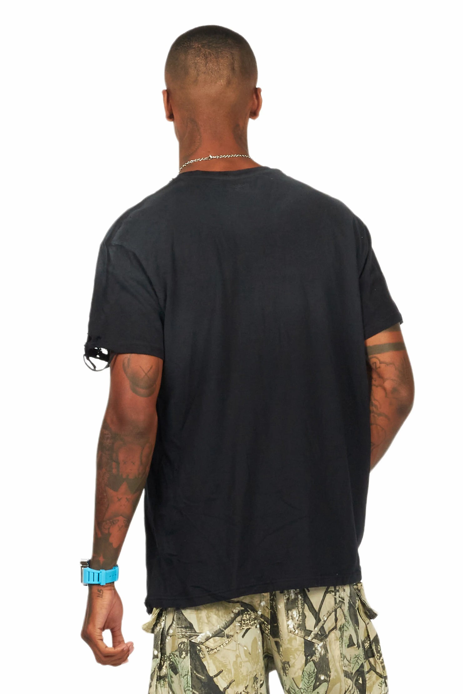 Loman Black Oversized Graphic T-Shirt