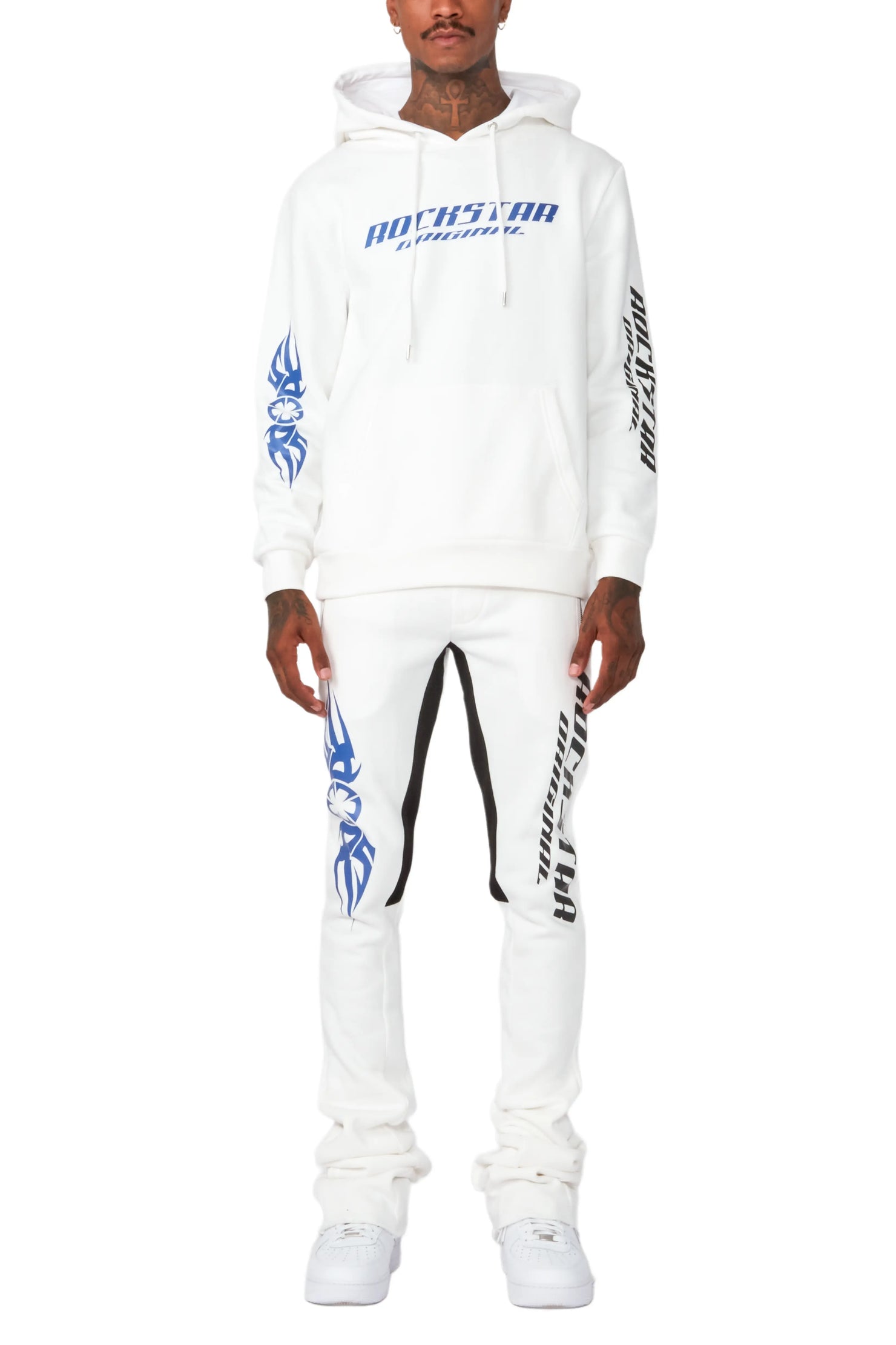 Milton Off White Graphic Hoodie/Super Stacked Flare Pant Set