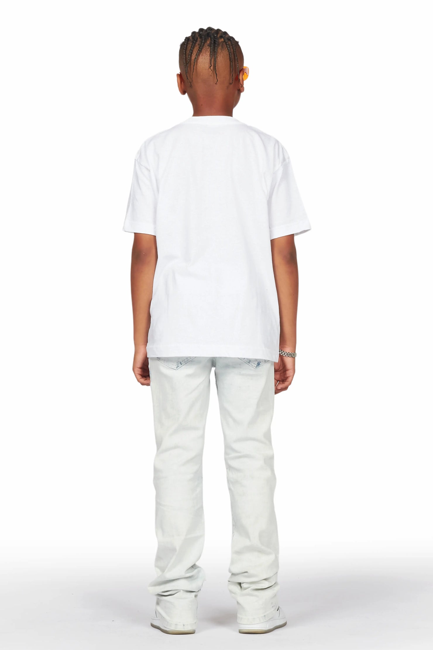 Boys Valor White T-Shirt/Stacked Flare Jean Set