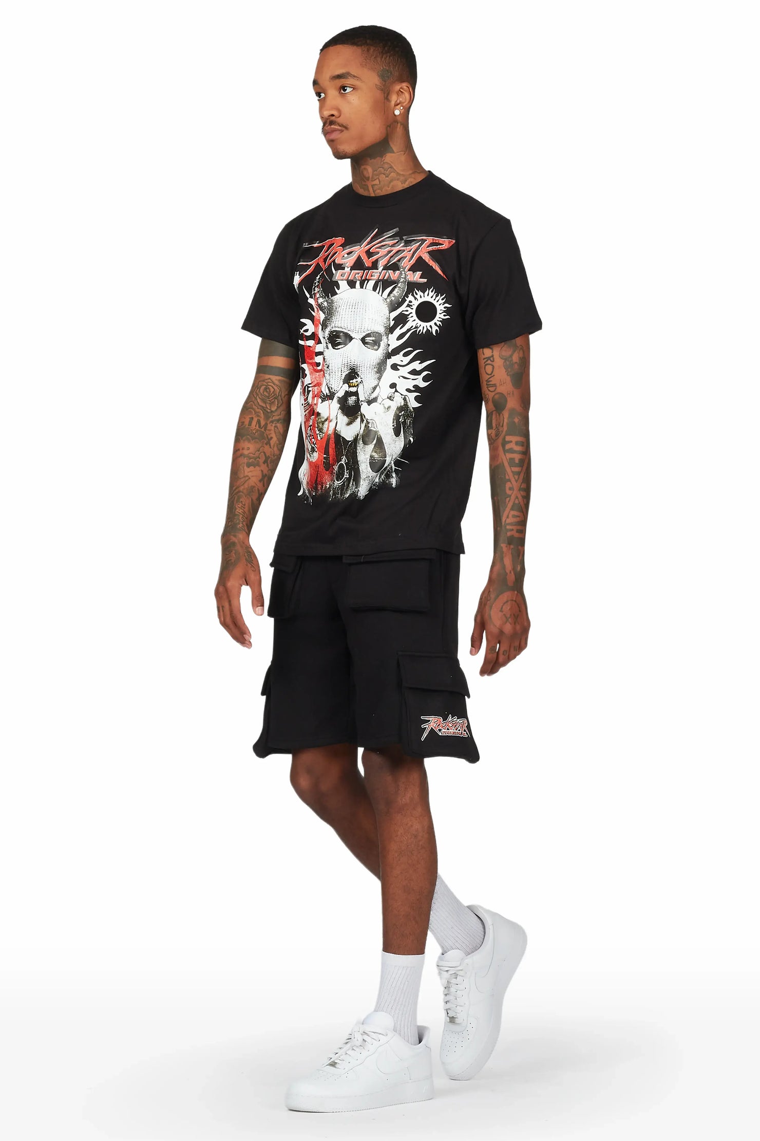 Merci Black T-Shirt Short Set