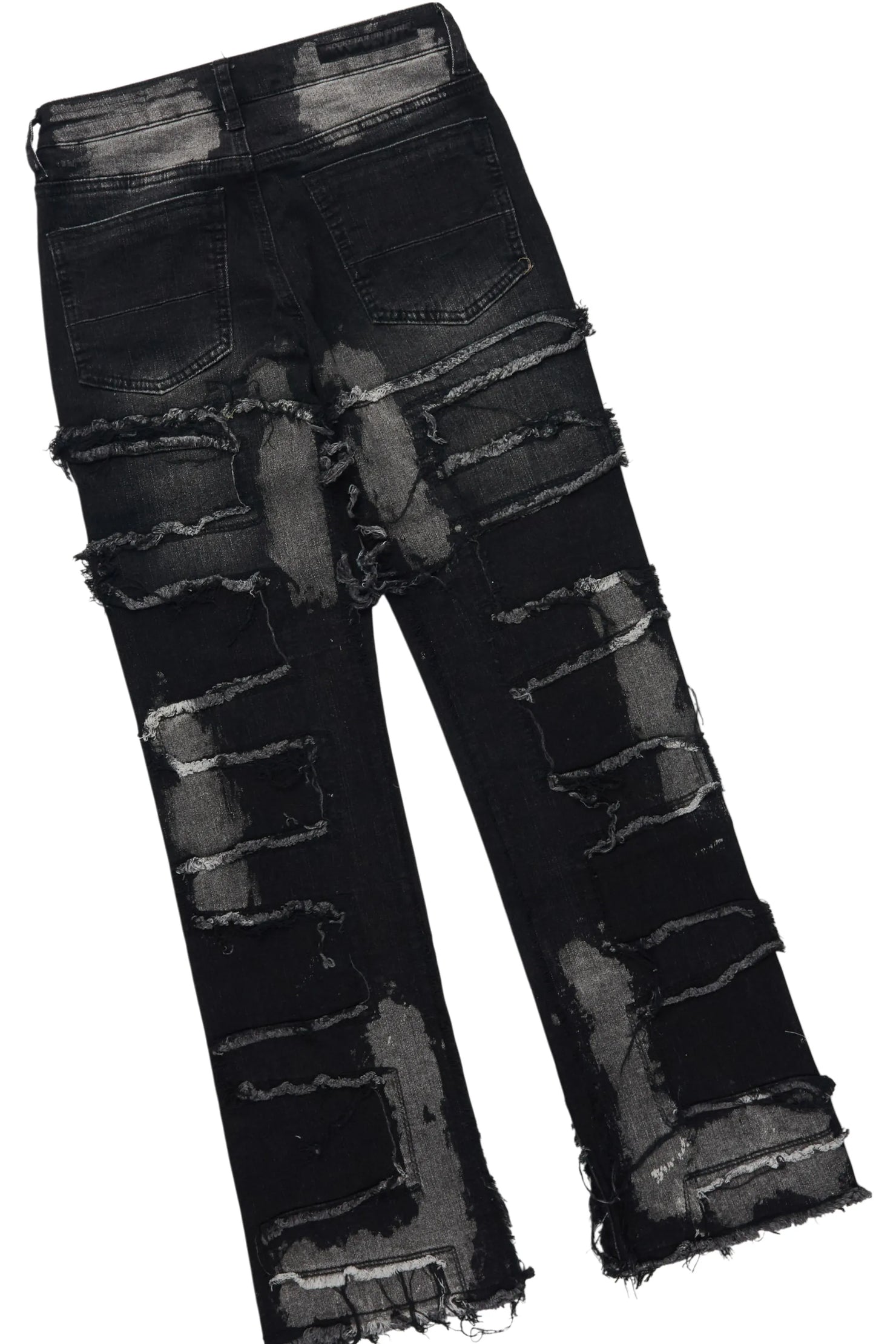 Boys Blarney Grey/Black Graphic T-Shirt Stacked Jean Set