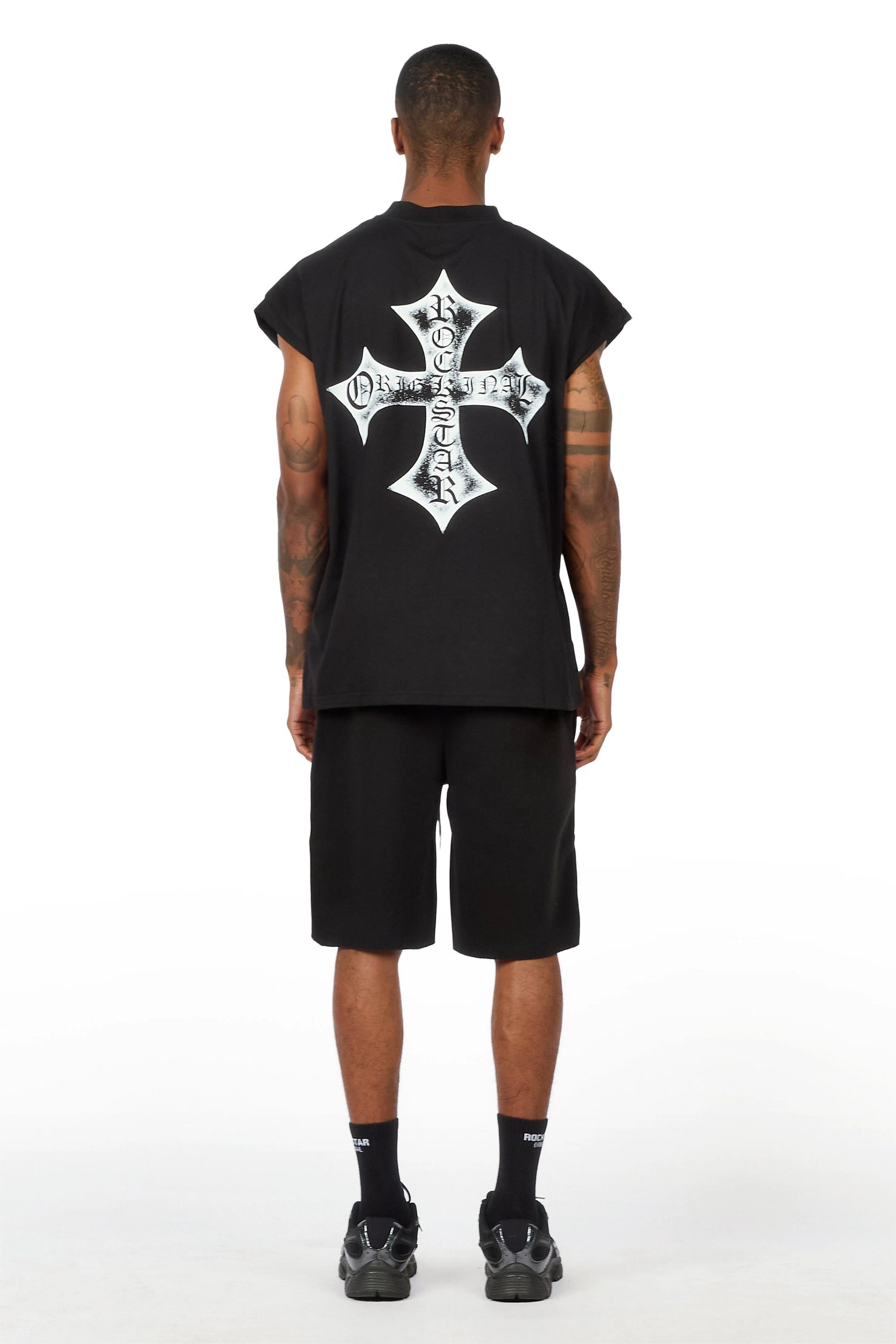 Marizon Black Cut Sleeve T-Shirt/Short Set