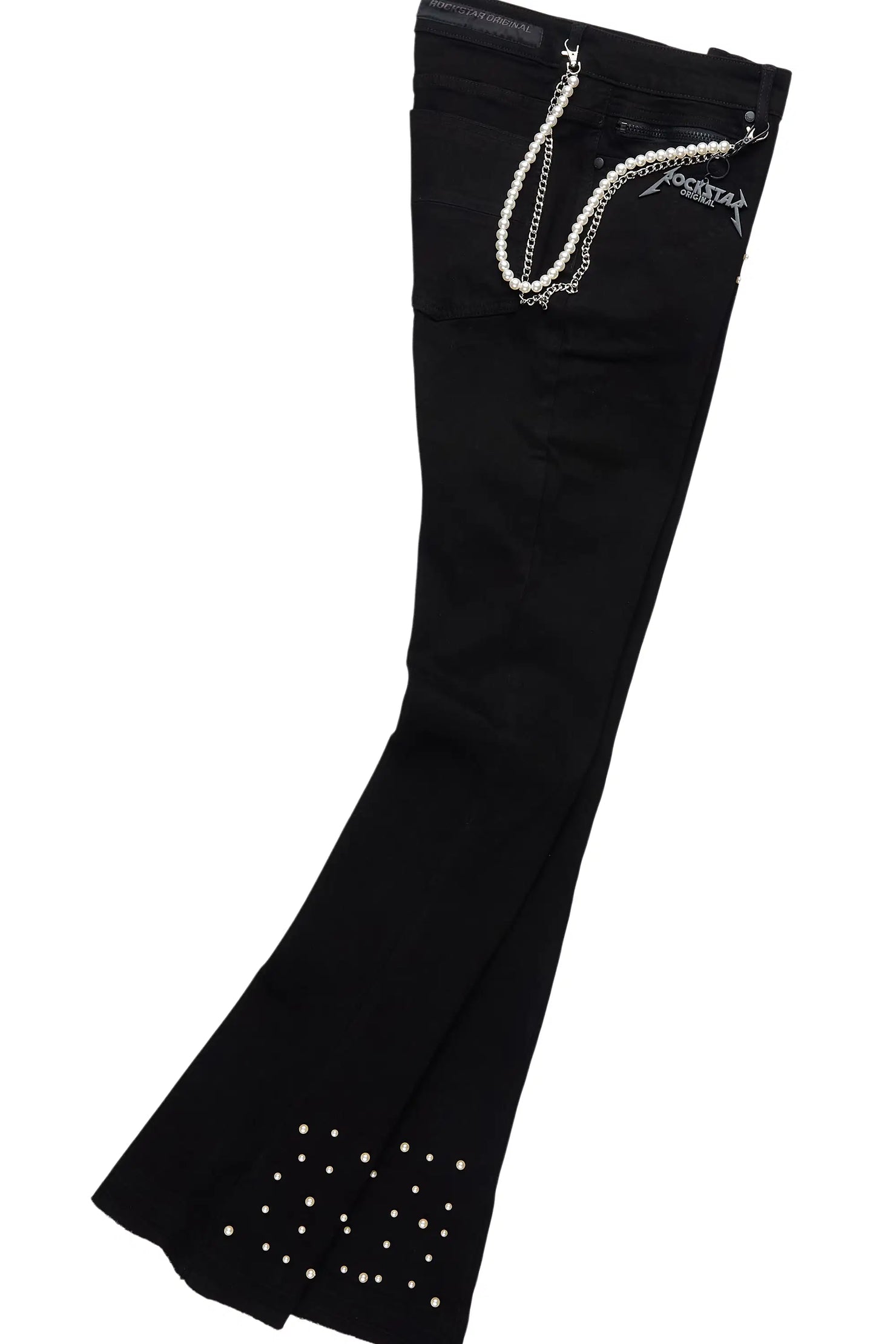 Zayvon Jet Black Stacked Flare Jean