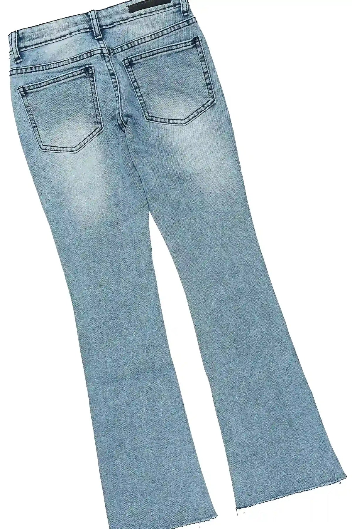 Girls Quanni Pink/Blue Long Sleeve T-Shirt Stacked Jean Set