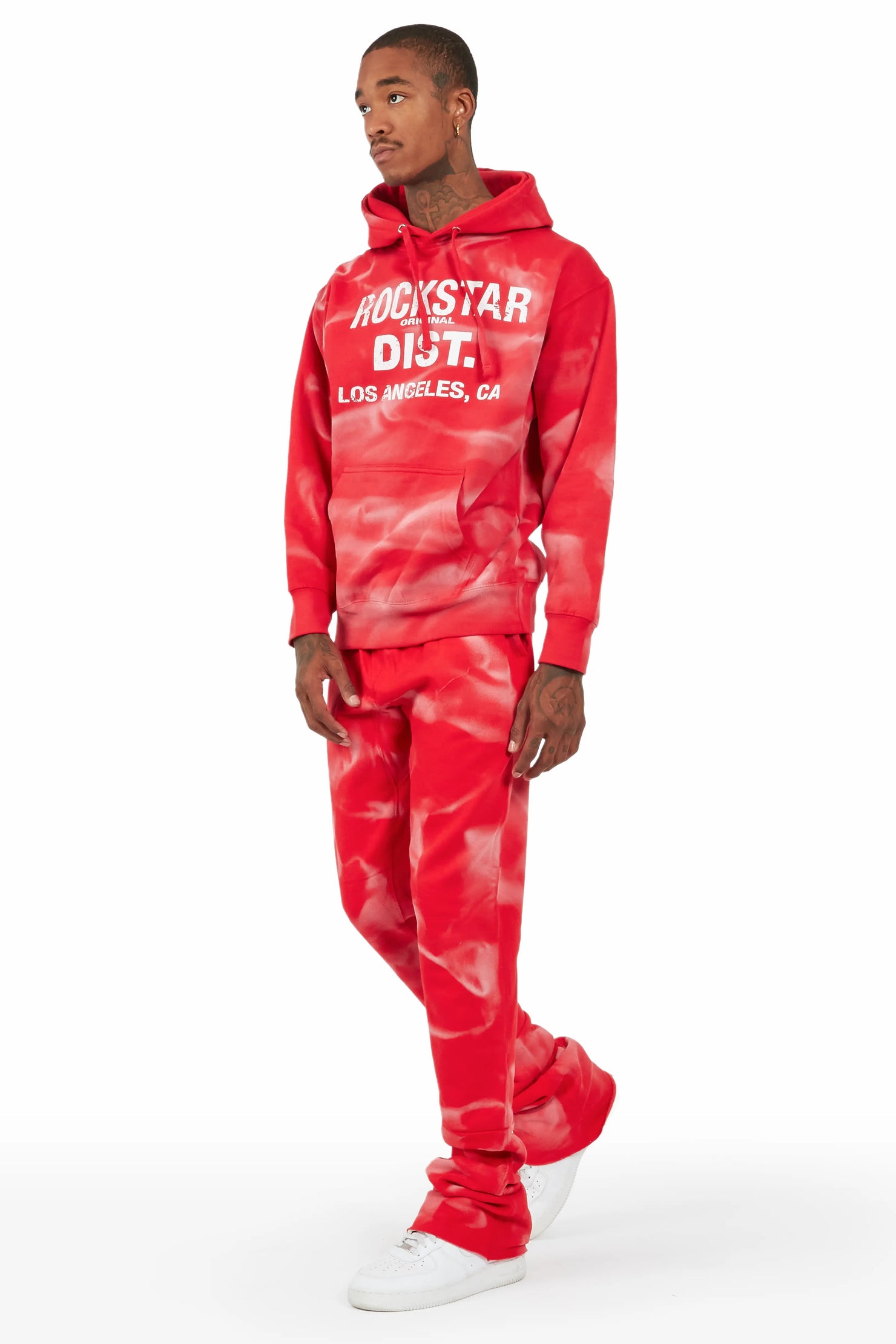 Nelly Red Hoodie/Super Stacked Flare Track Set