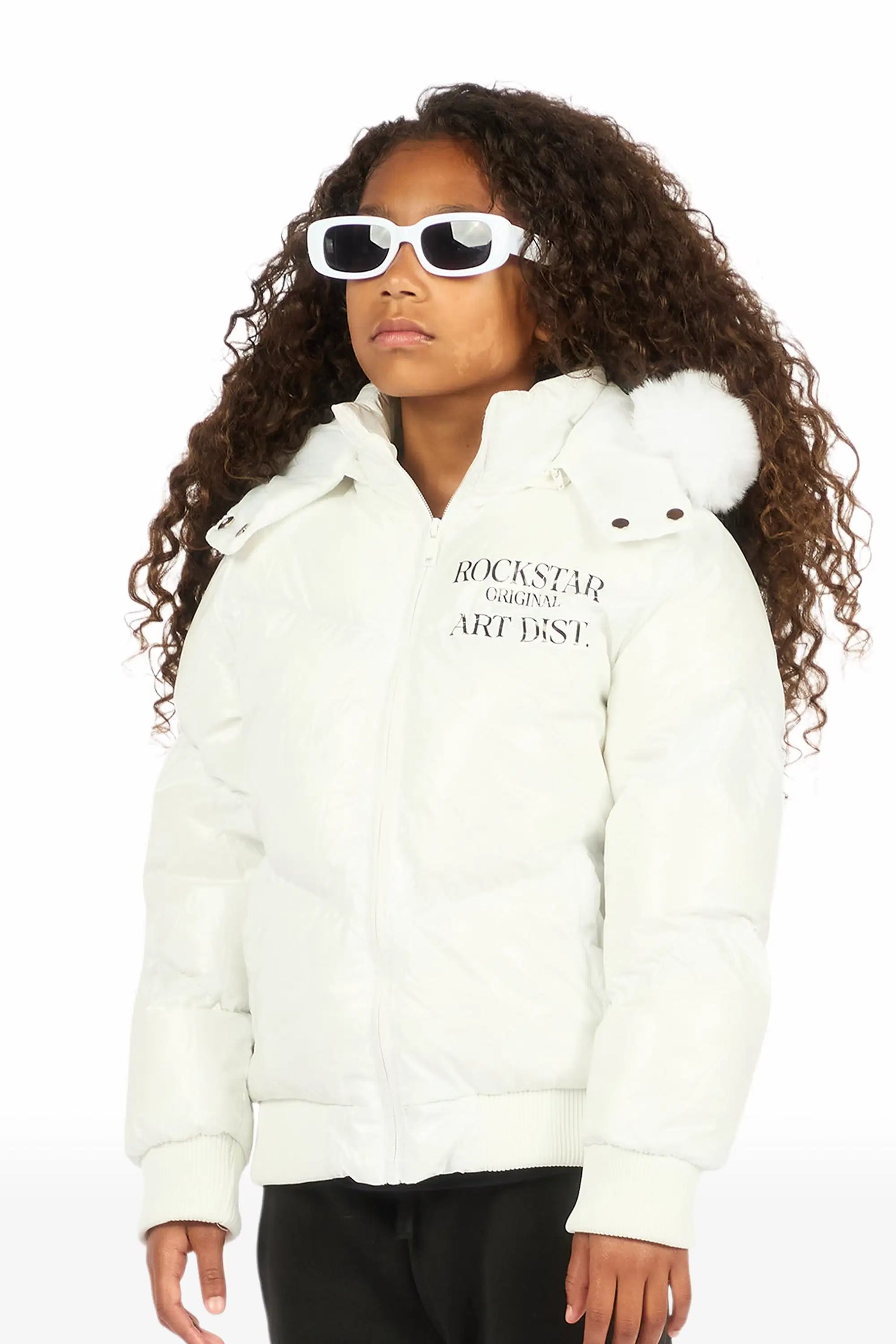 Girls Destina White Puffer Jacket