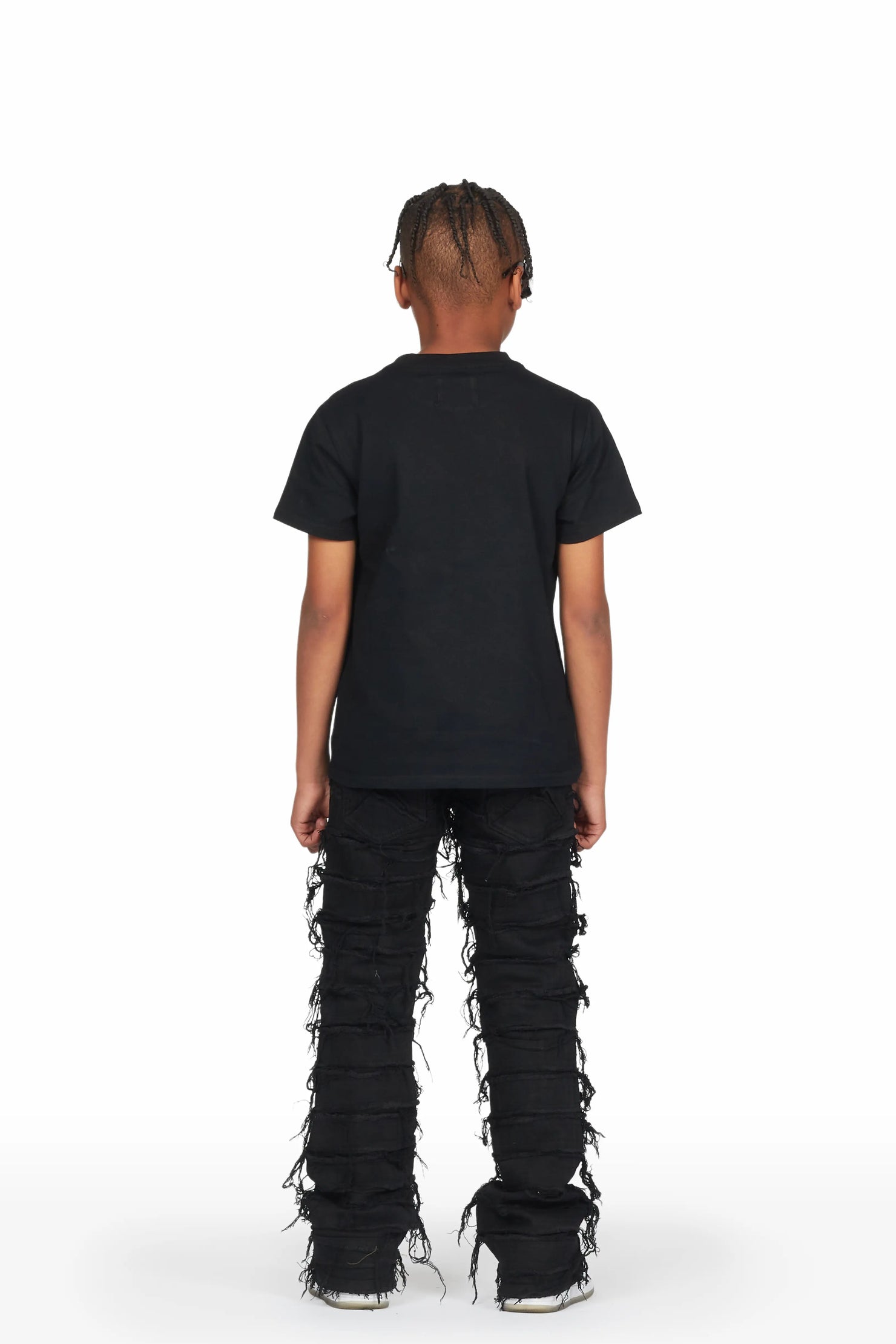 Boys Shake Jet Black Stacked Flare Jean