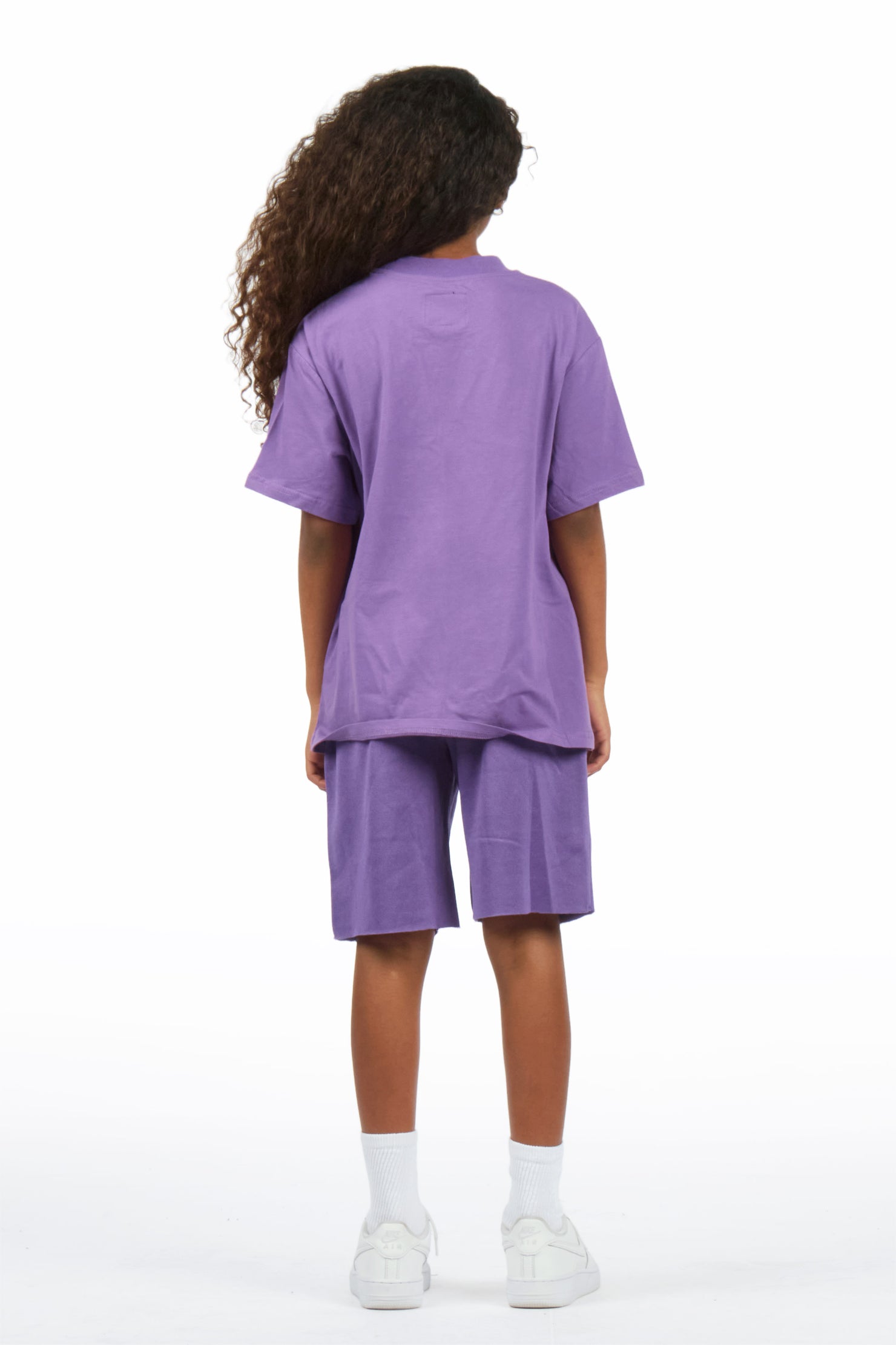 Girls Porsha Purple Rhinestone Short Set