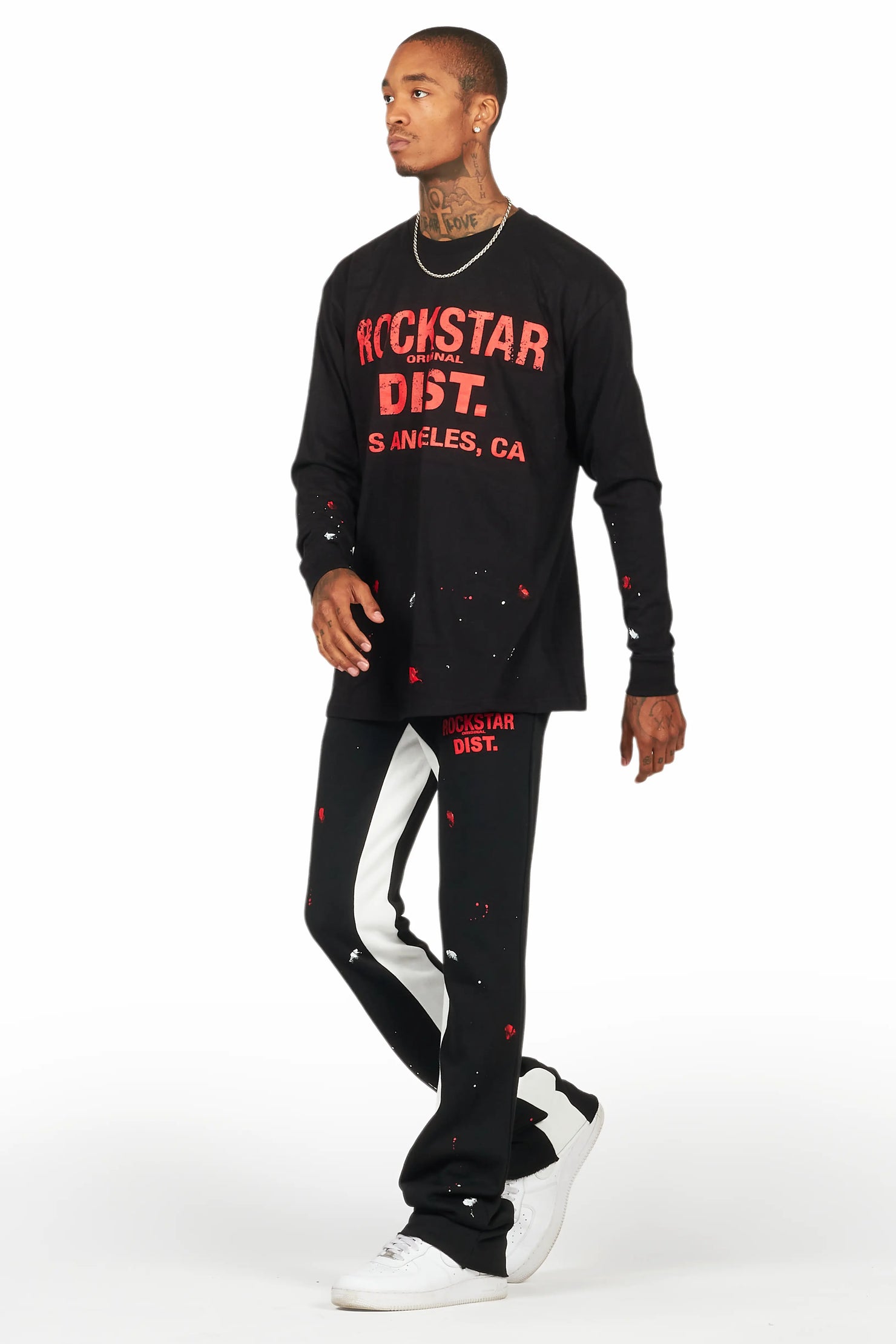 Scottie Black/Red Long Sleeve T-Shirt/Baggy Pant Set