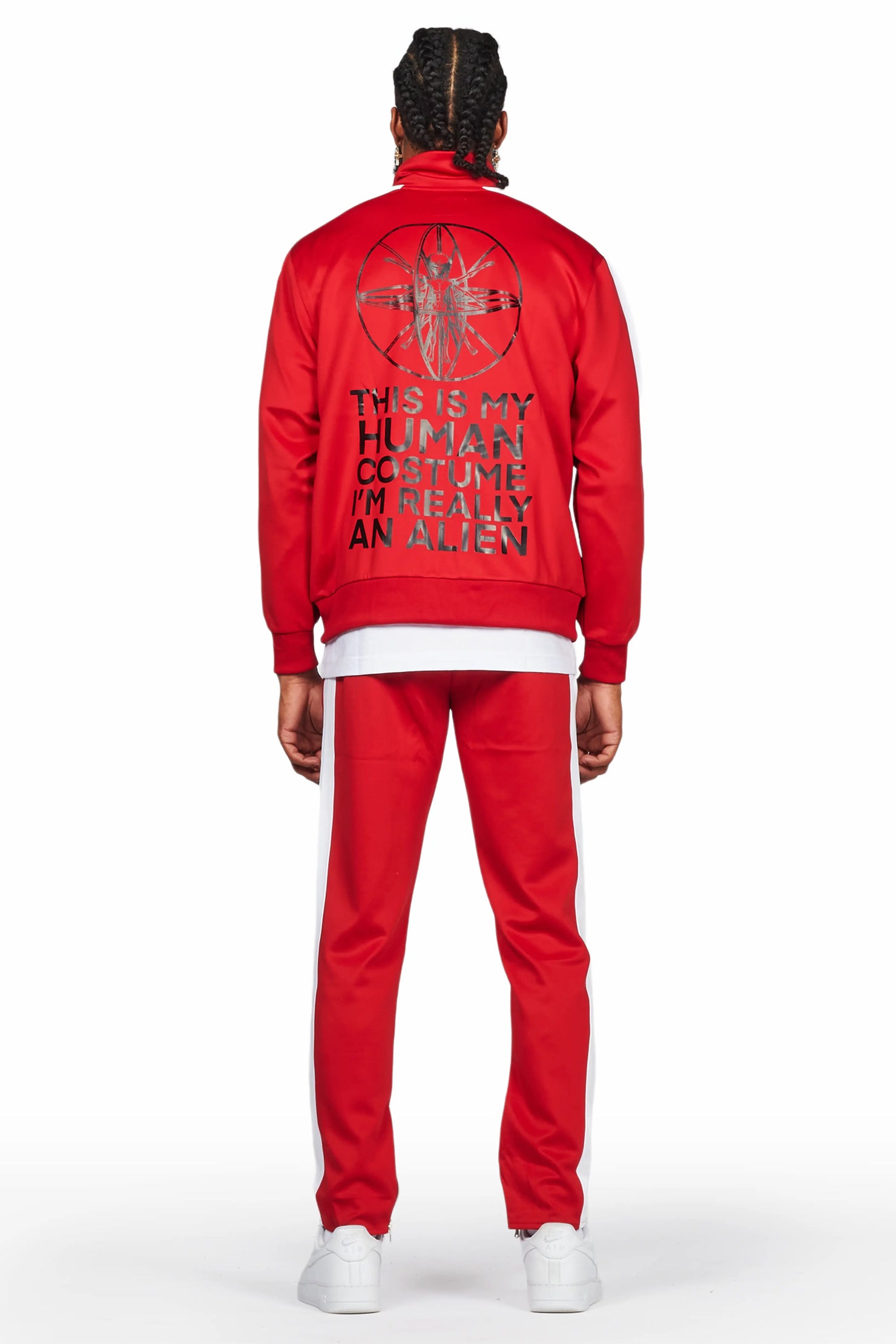 Yarden Red Tricot Slim Fit Track Set