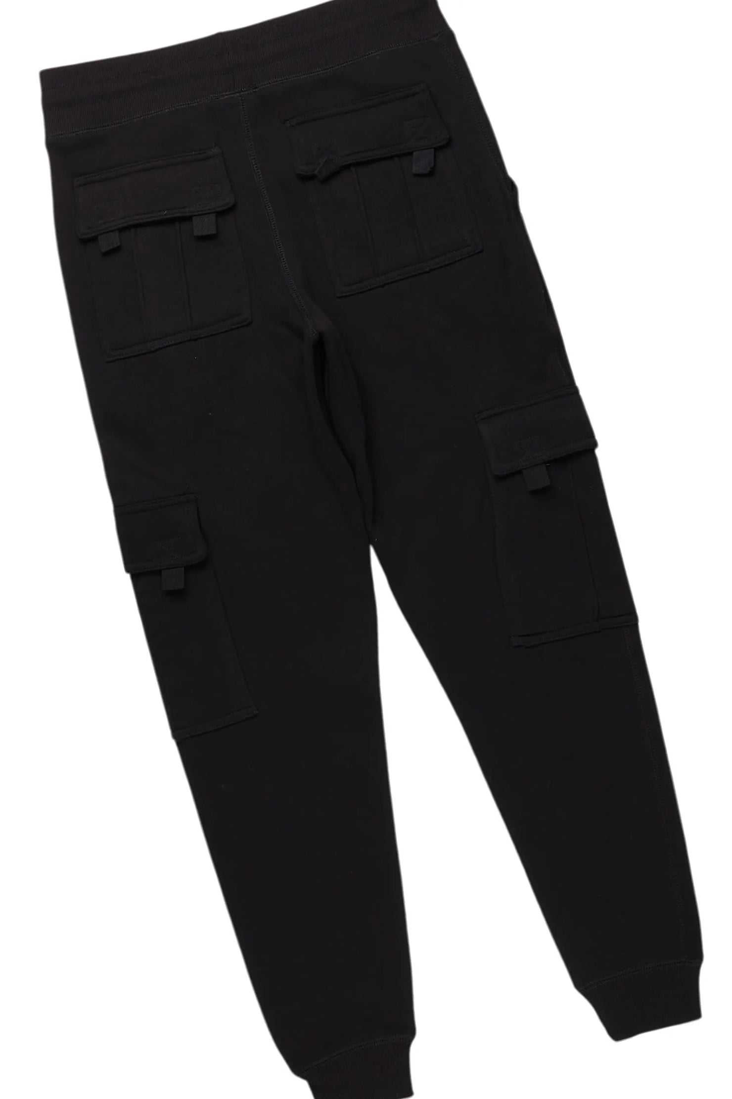 Raffer Black Hoodie/Jogger Cargo Sweat Pant Set