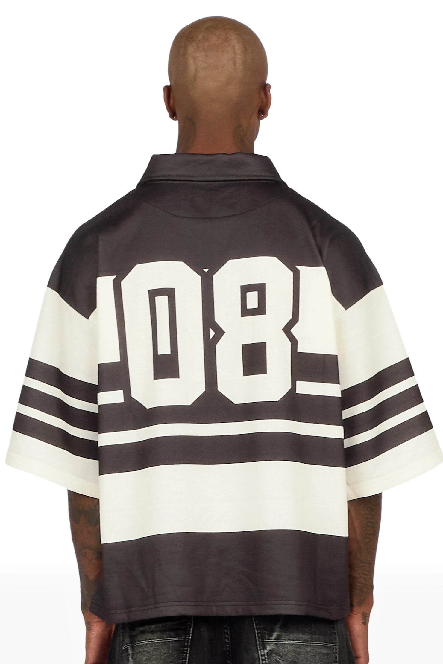 Yazan Black/Cream Crop Boxy Polo Shirt