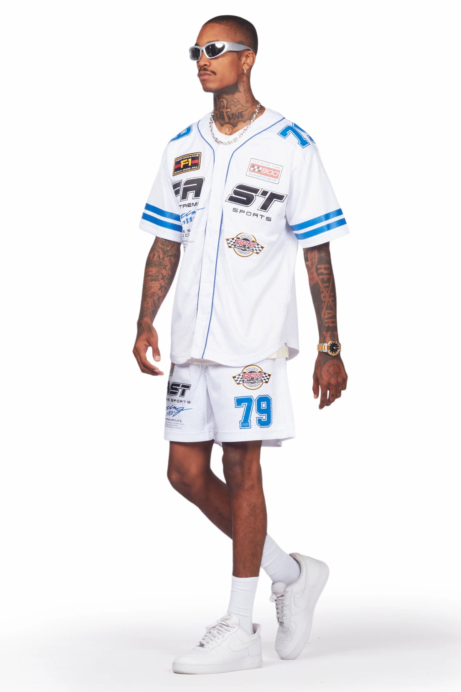 Takato White Mesh Jersey Short Set