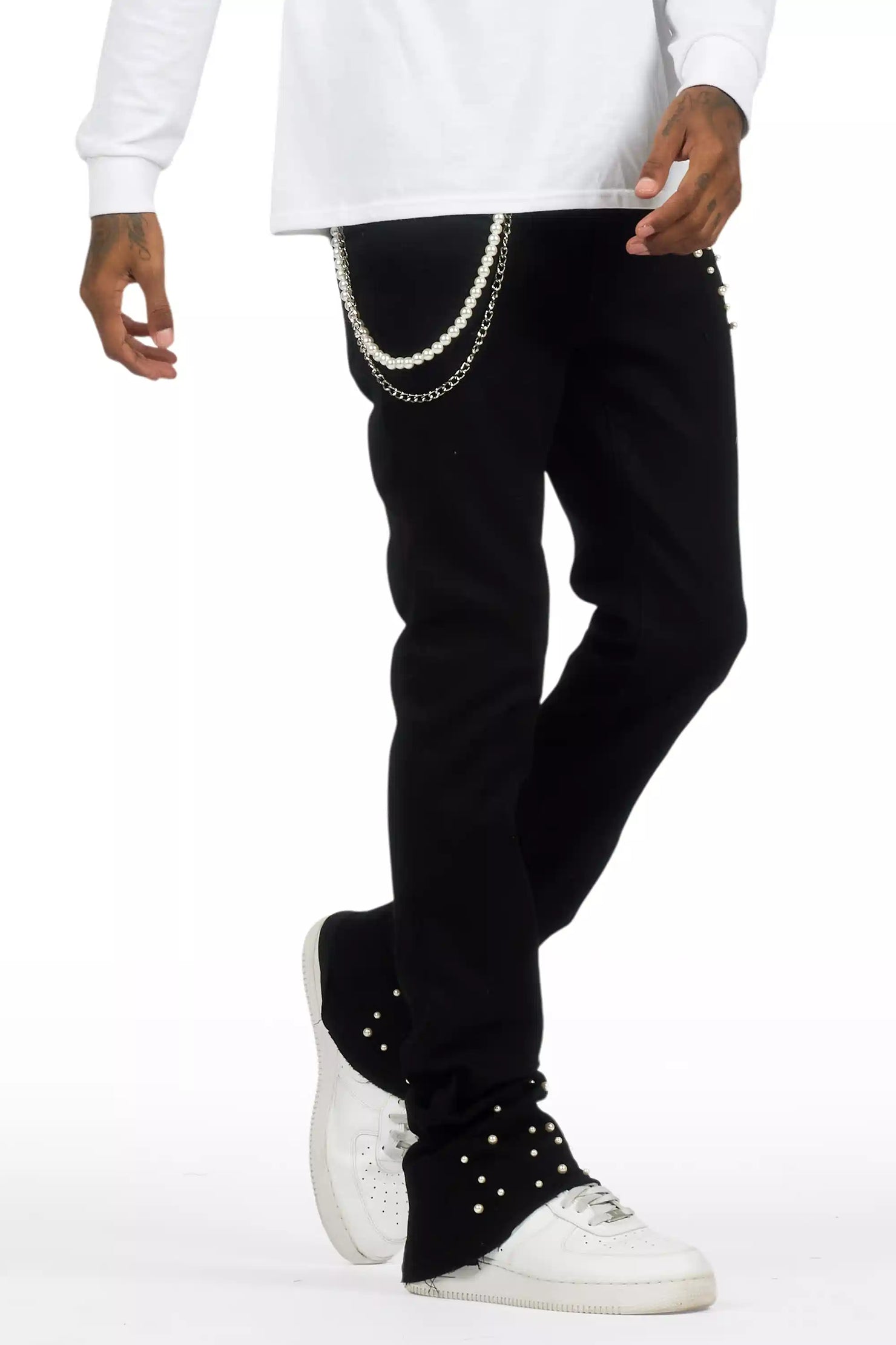 Zayvon Jet Black Stacked Flare Jean