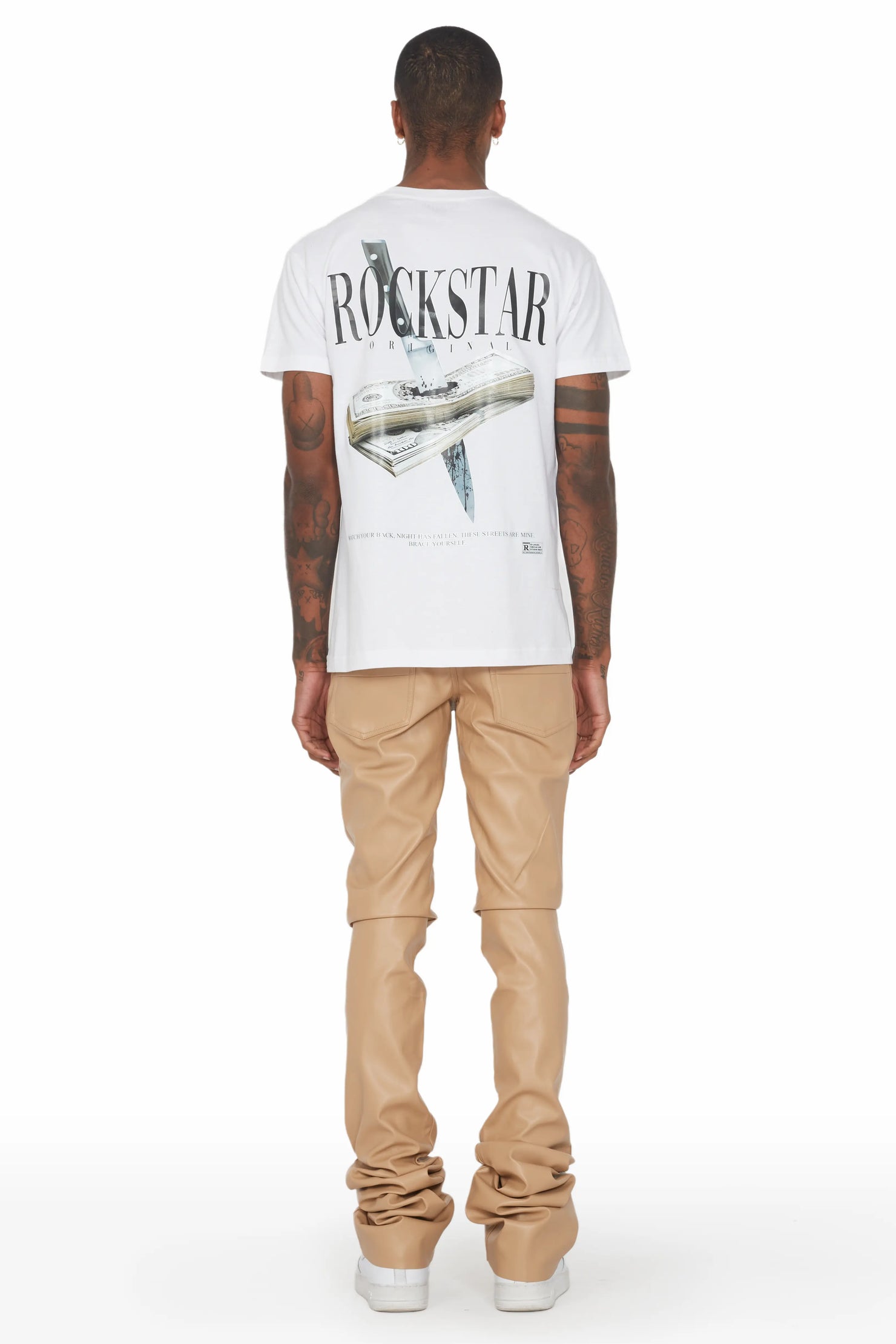 Ricky Tan Super Stacked Faux Leather Pant