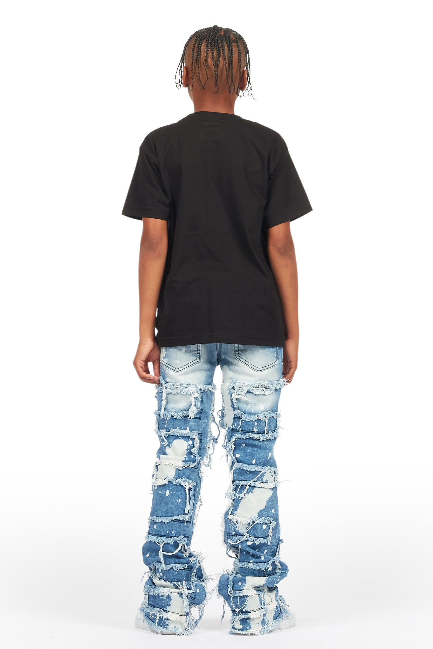 Boys Laban Light Blue Bleach Slim Stacked Flare Jean