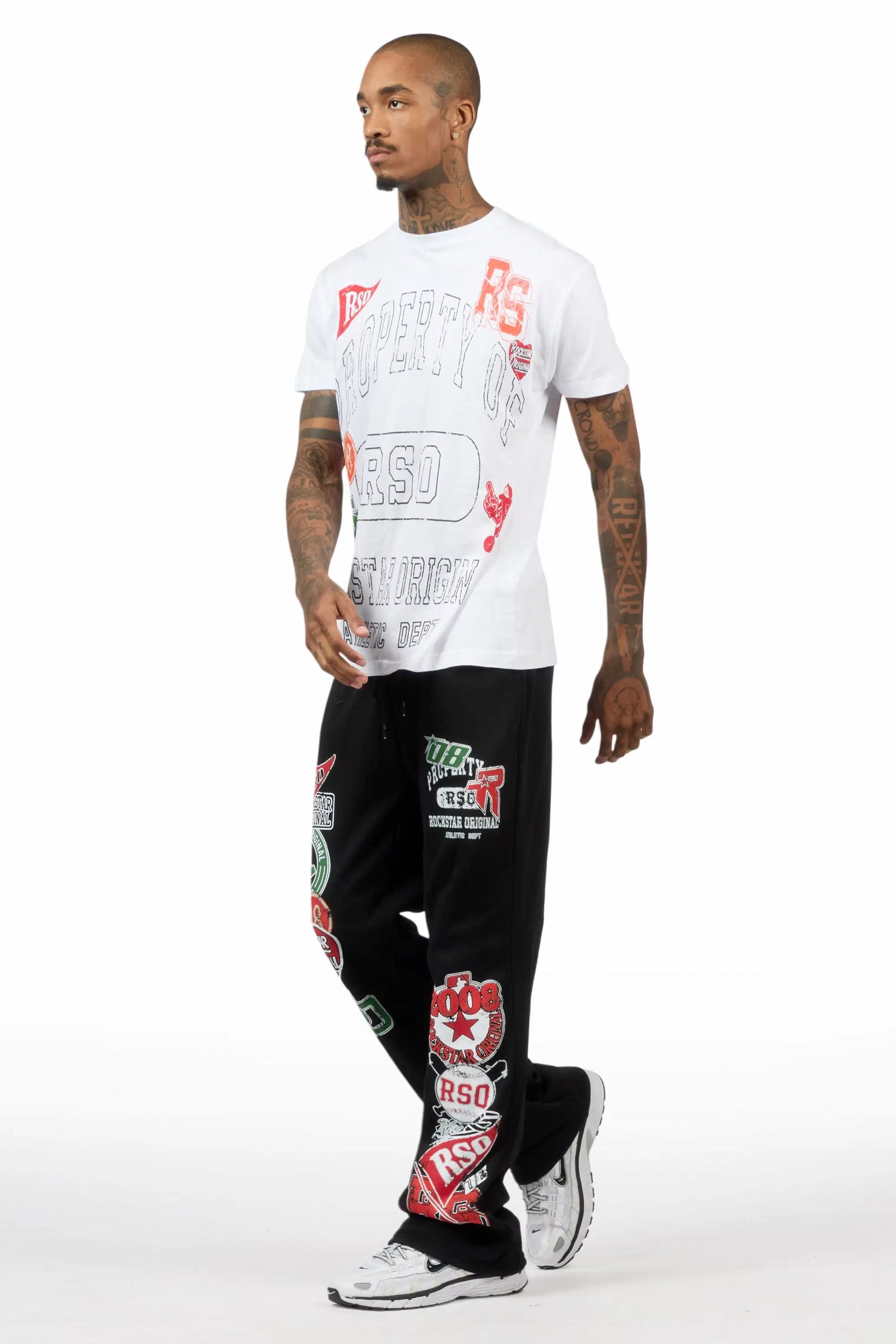 Syrix White/Multi T-Shirt/Relaxed Track Set