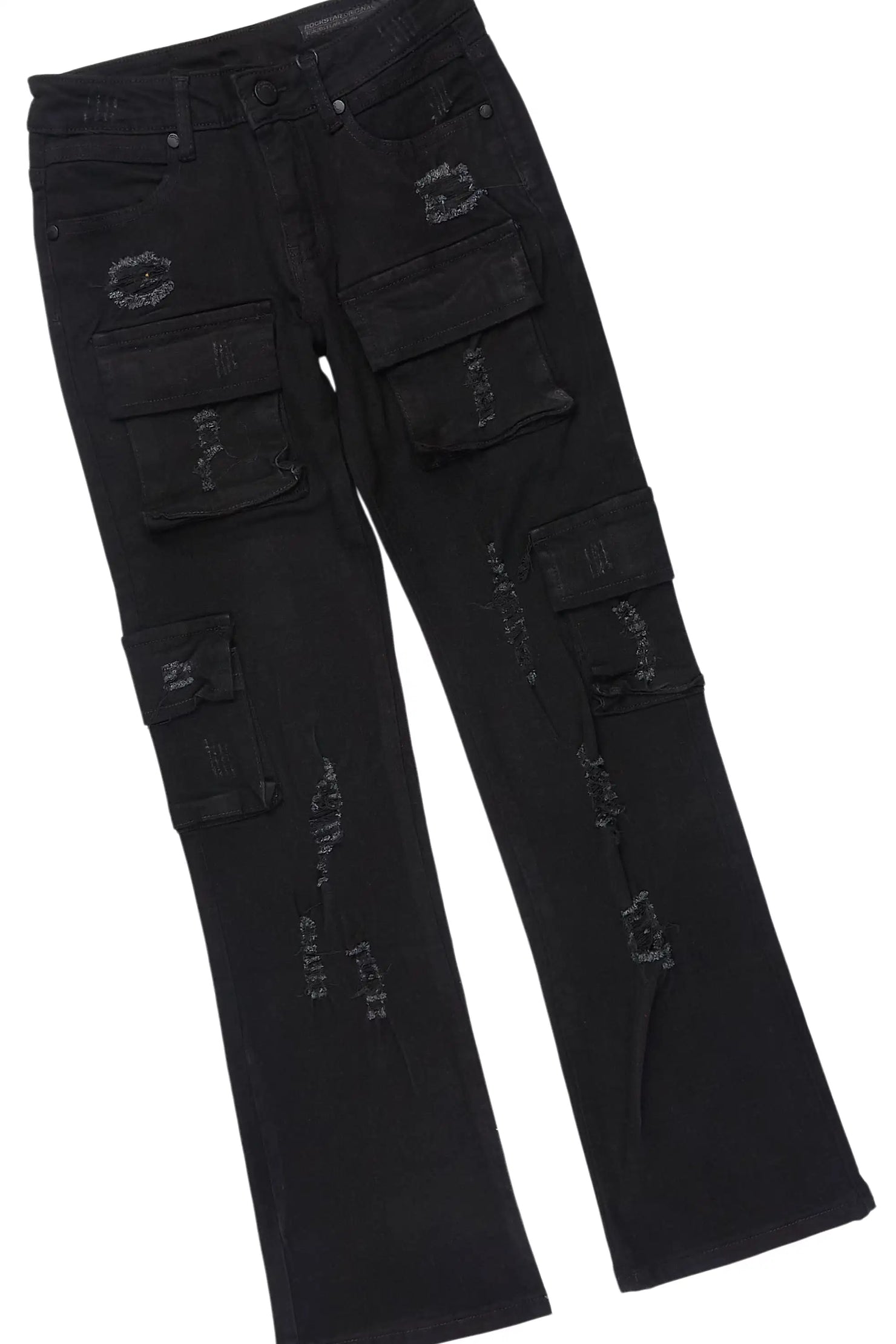 Boys Xaerys Black Hoodie/Stacked Jean Set