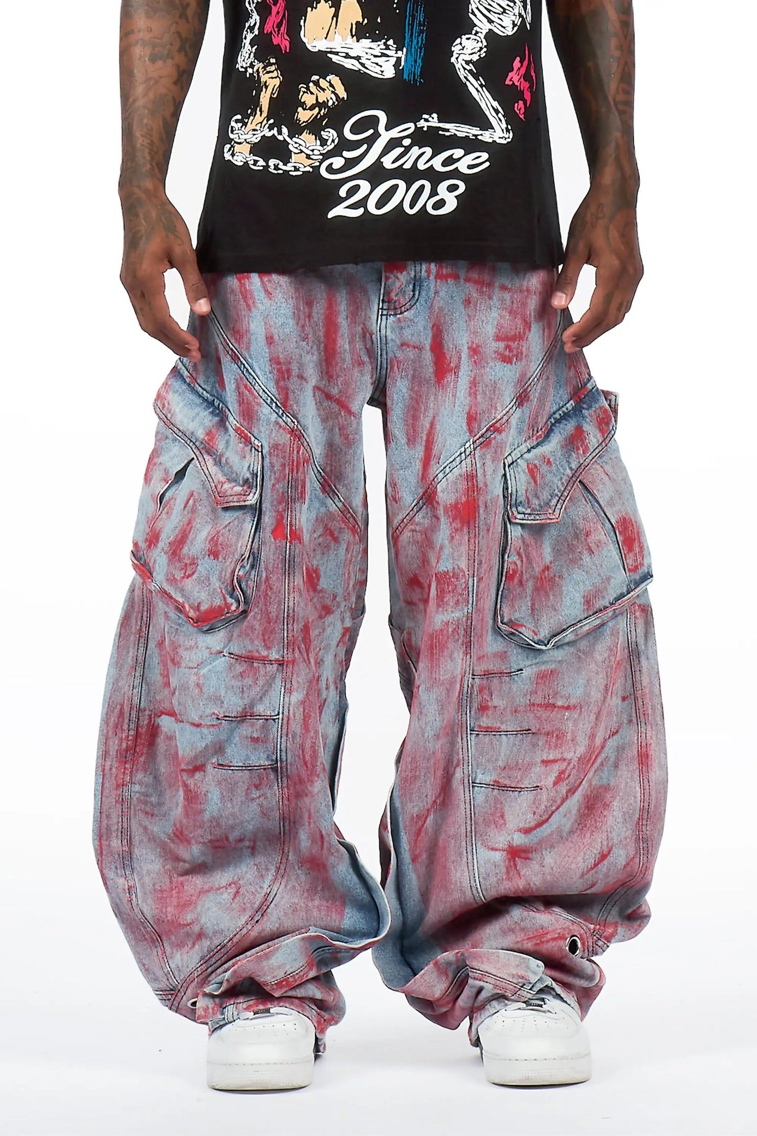 Tren Red/Blue Barrel Fit Jean
