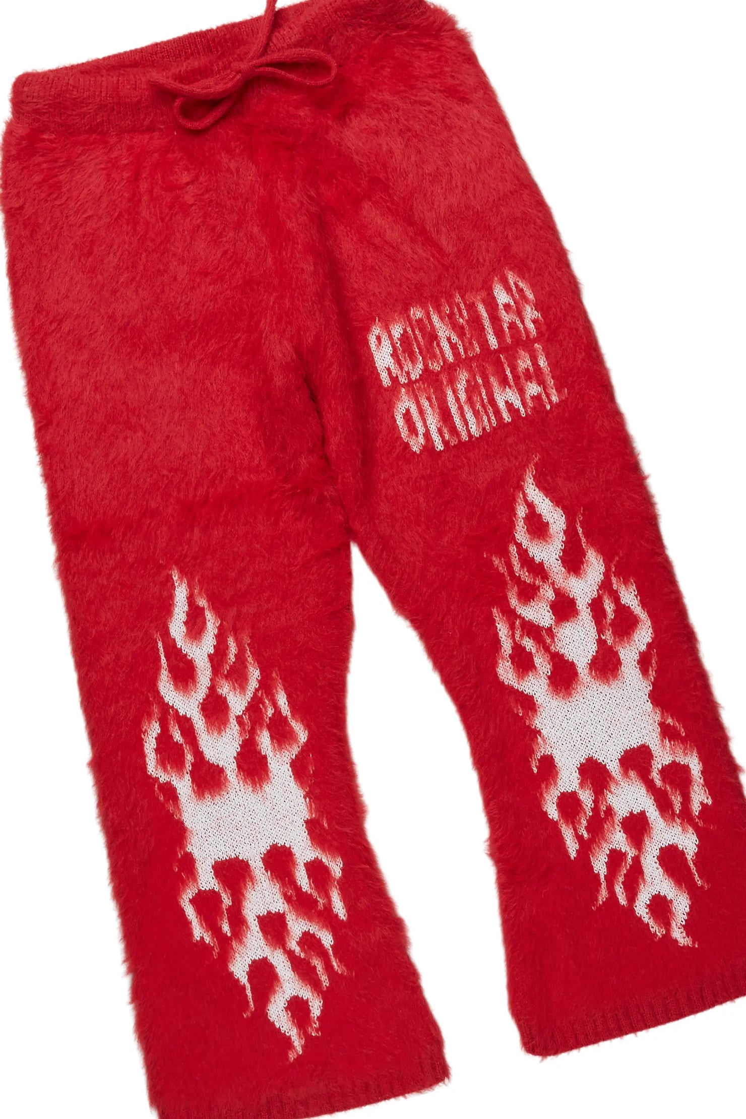 Boys Toshio Red Stacked Flare Knitted Mohair Track Set