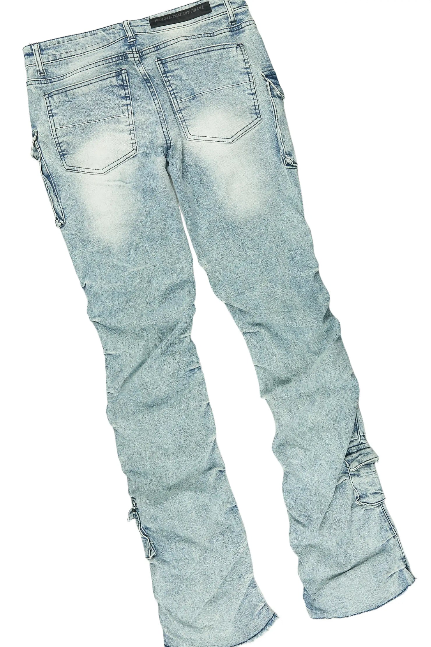 Grill 2.0 White/Light Blue Oversized Graphic T-Shirt & Gentry Stacked Flare Jean Set