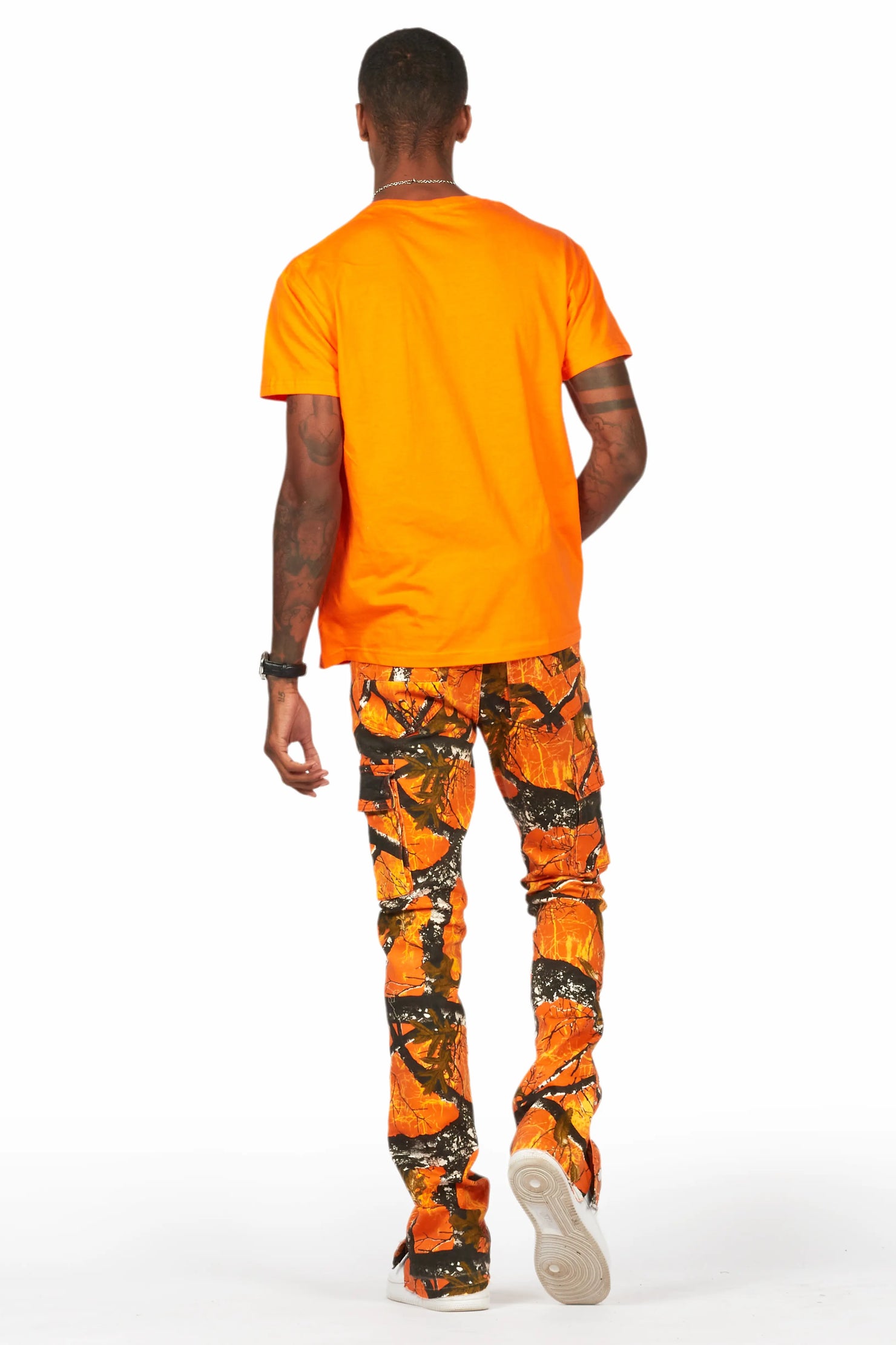 Waage Orange Tree Camo Cargo Stacked Flare Jean