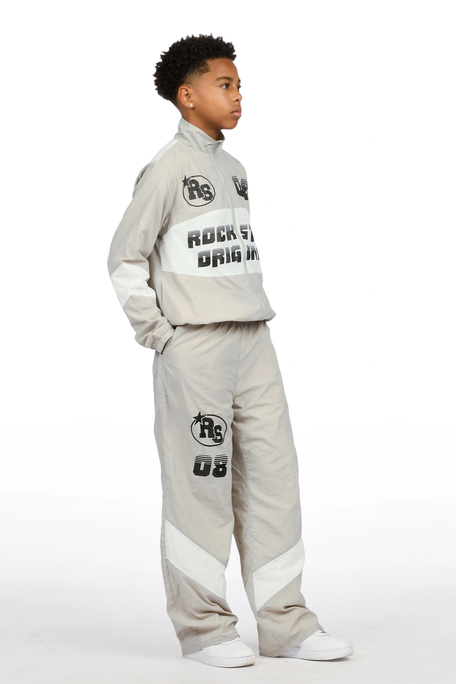 Boys Wayra Grey Windbreaker Jacket Track Set