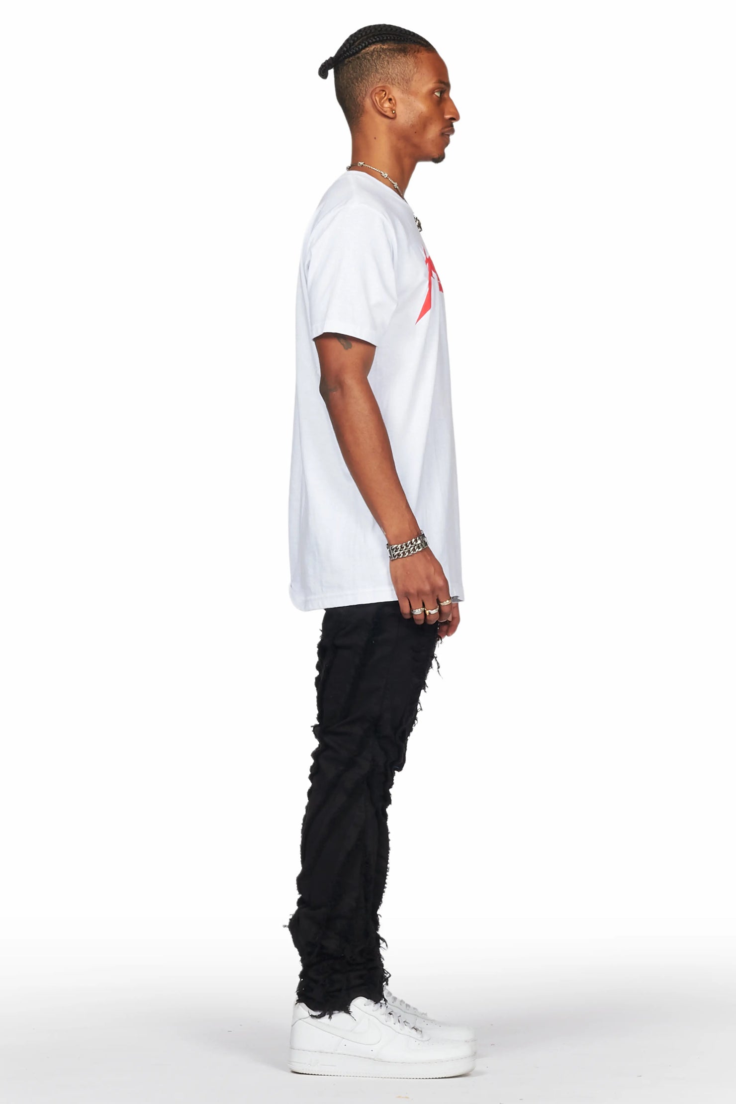 Achilles Black Raw Edge Skinny Fit Jean