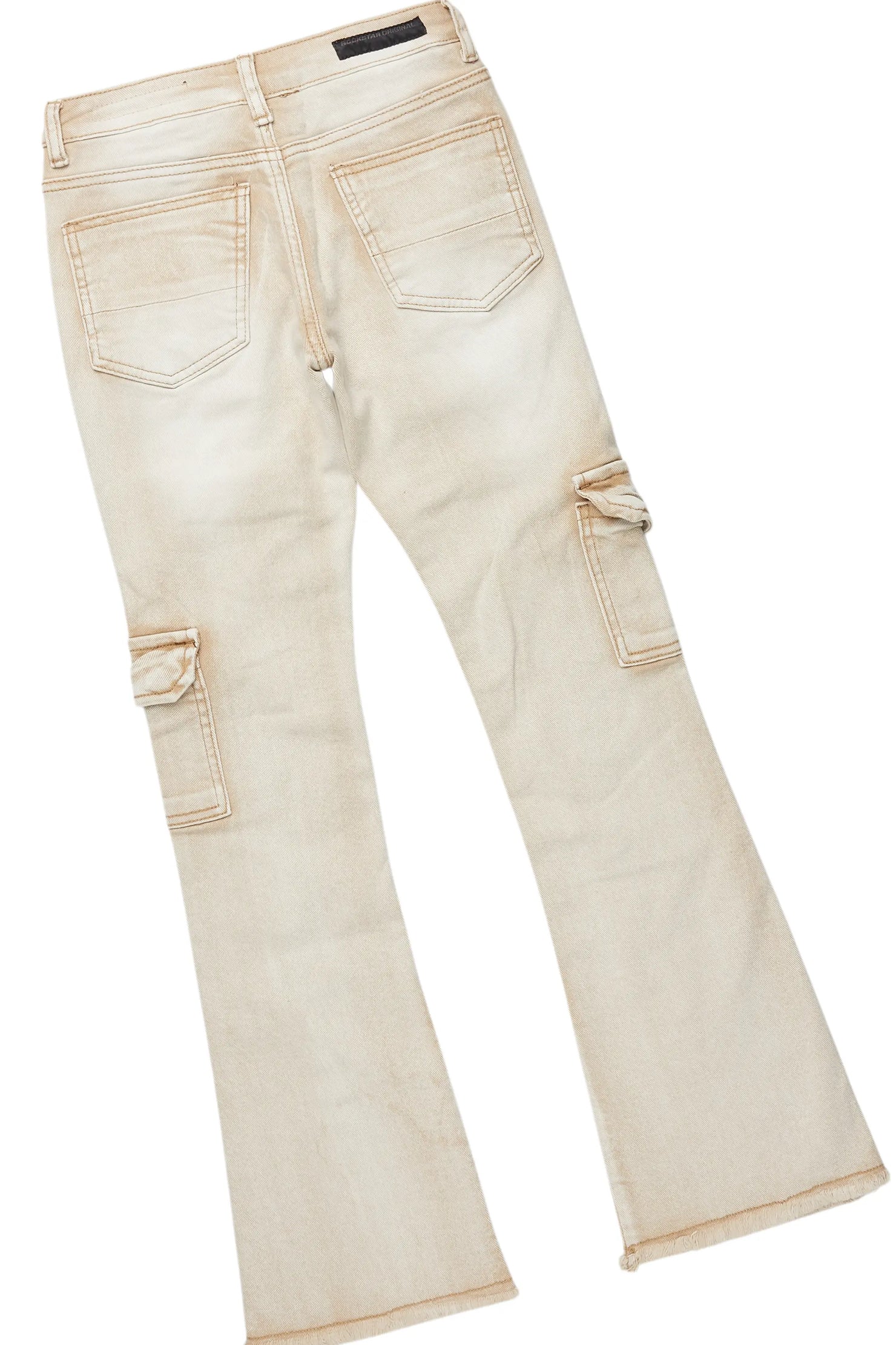 Boys Andros Brown/Tan Mohair Hoodie/Stacked Flare Jean Set