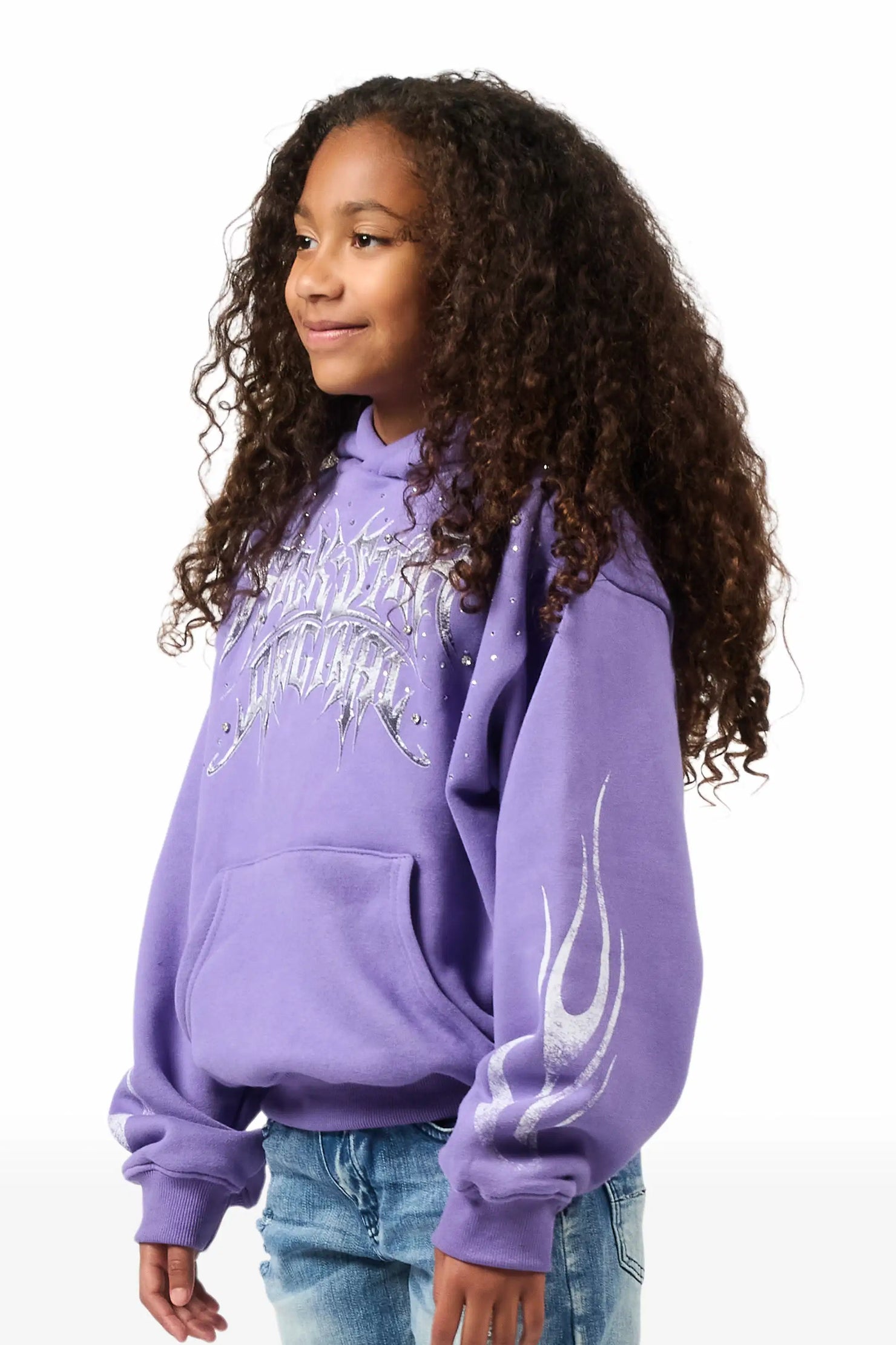 Girls Nikisha Purple Rhinestone Hoodie