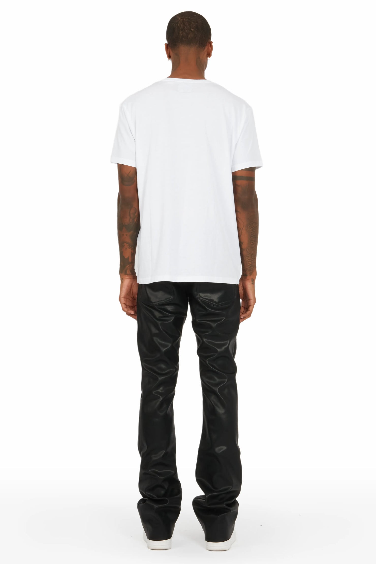 Ricky Black Faux Leather Stacked Jean