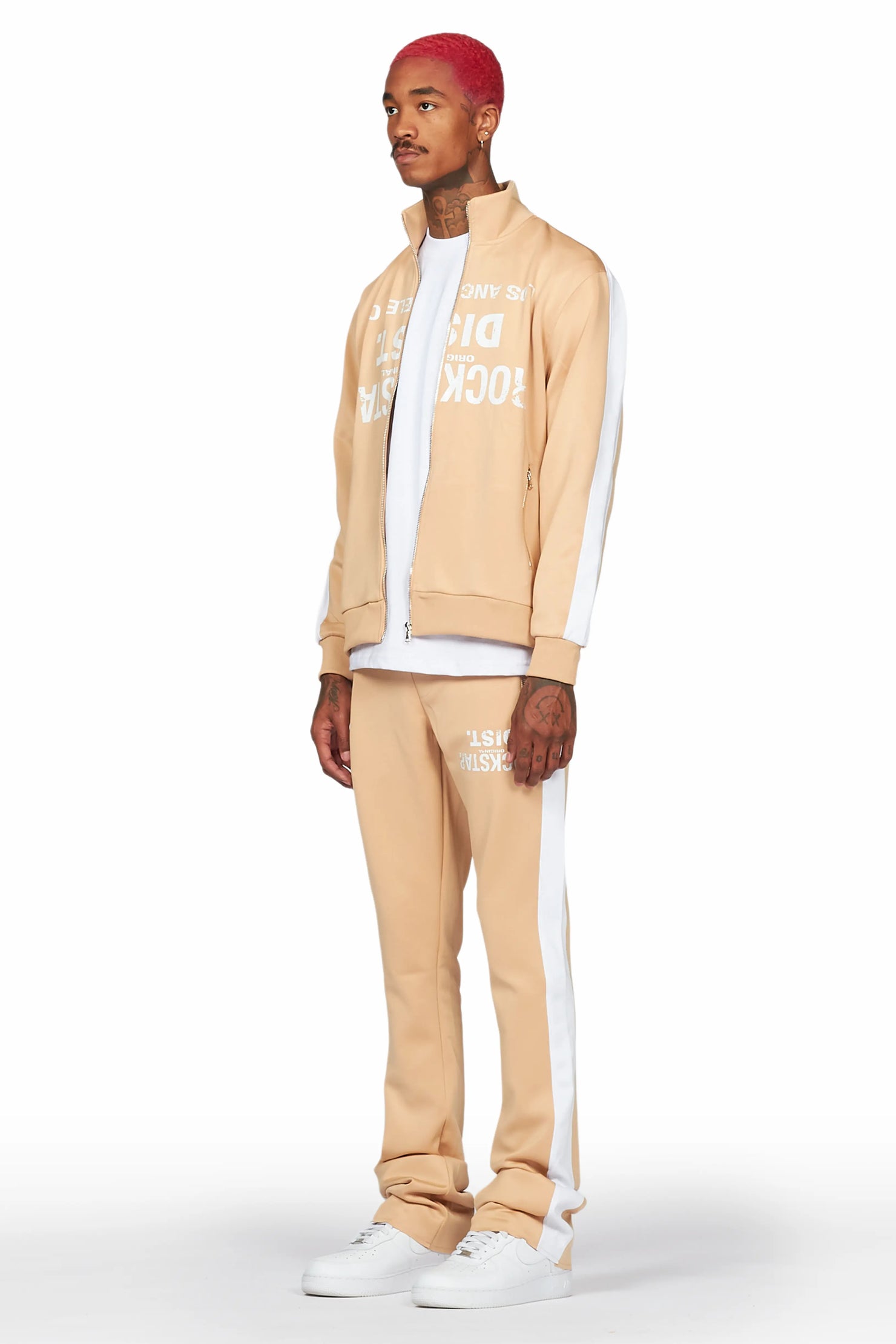 Dist. Town Beige Tricot Stacked Flare Track Set