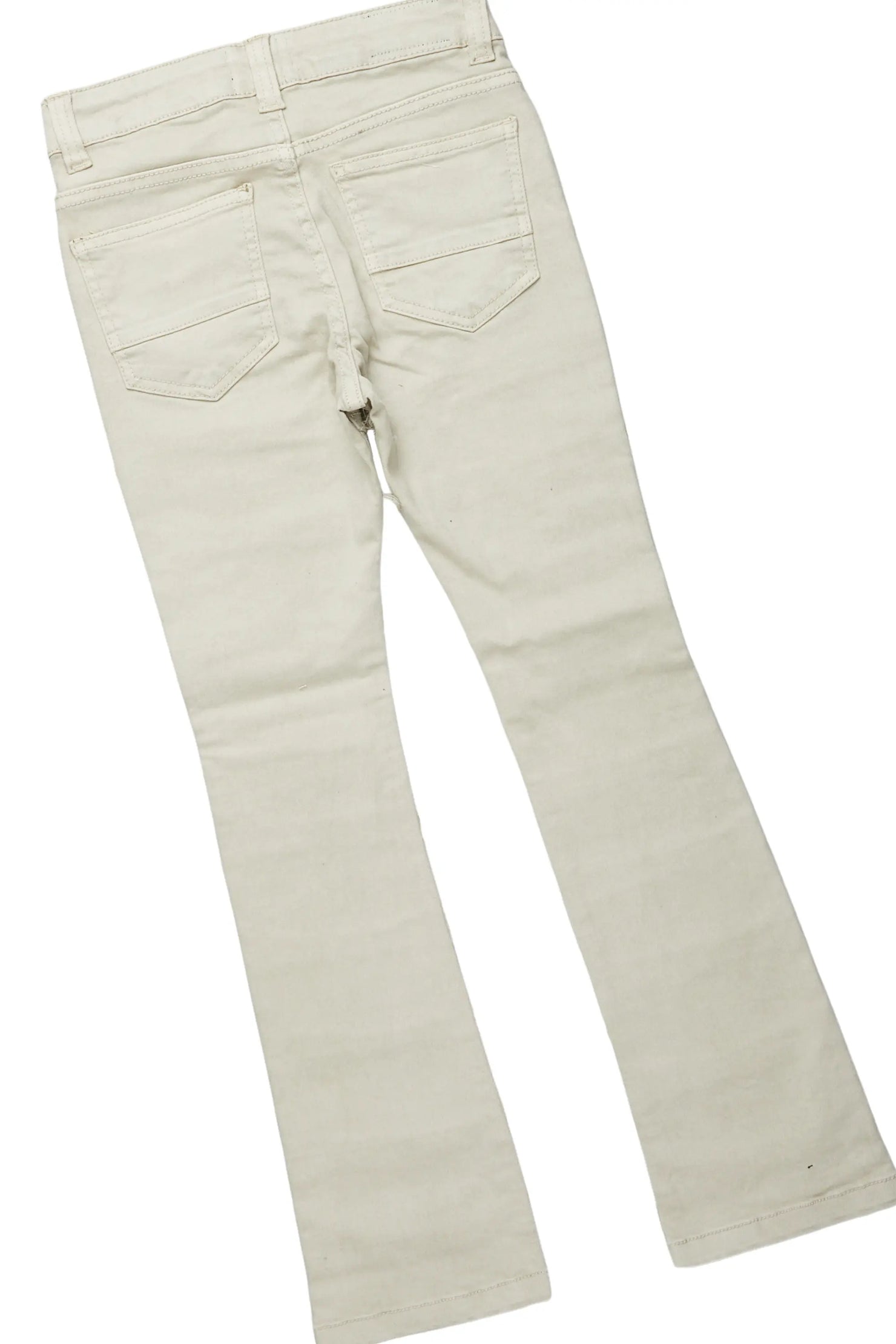 Boys Qabil White T-Shirt/Frayed Skinny Stacked Flare Jean Set