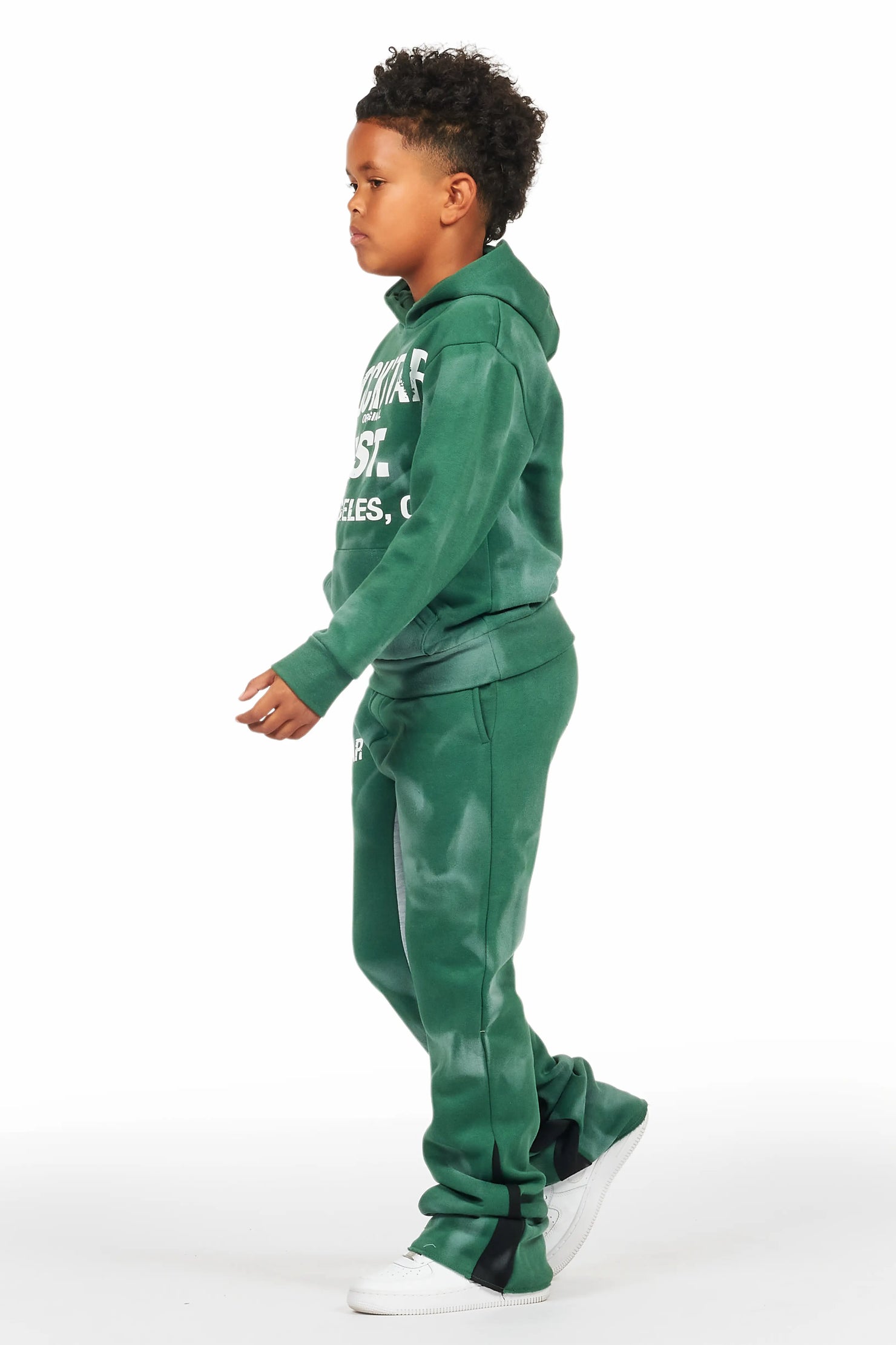 Boys Nelly Green Stacked Pant Set