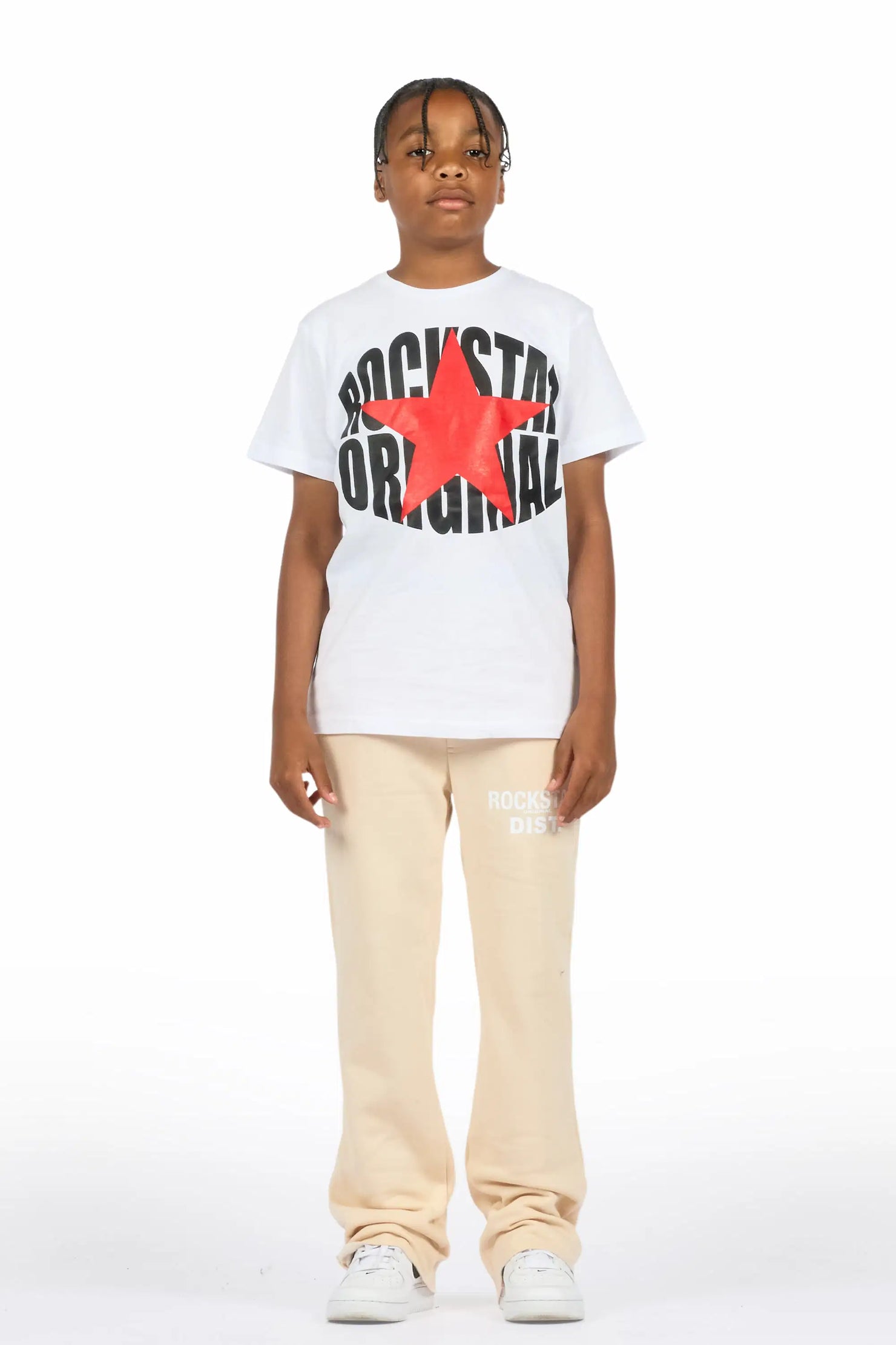 Boys Alpine Beige Stacked Trackpant