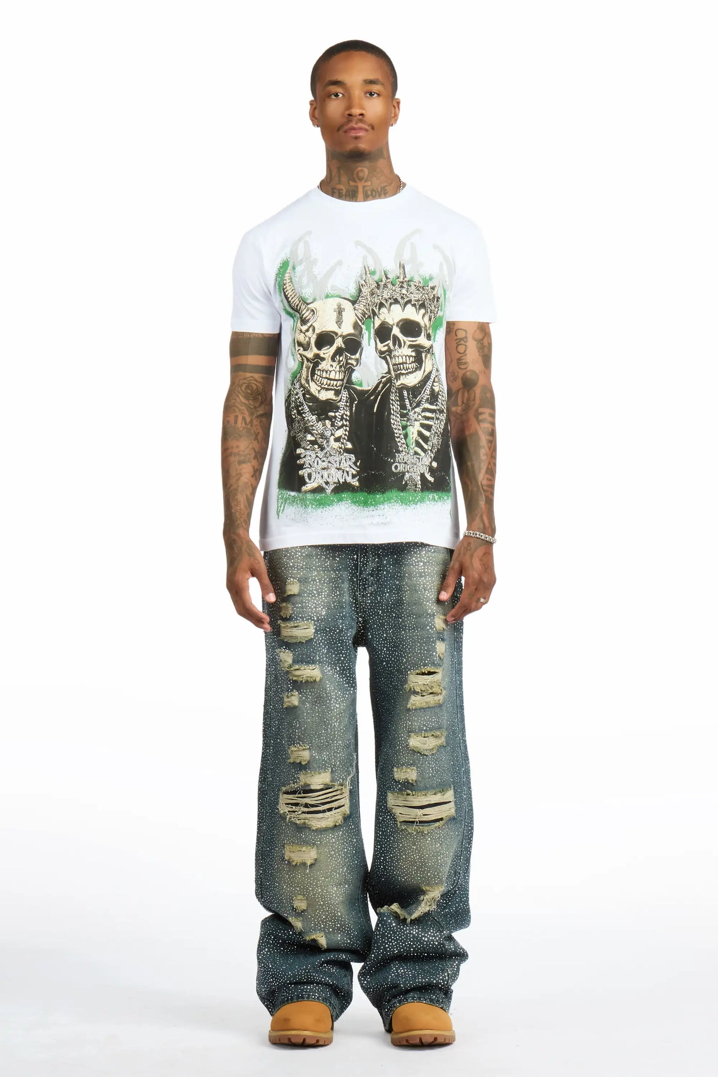 Hendrix Dark Blue Rhinestone Baggy Fit Jean
